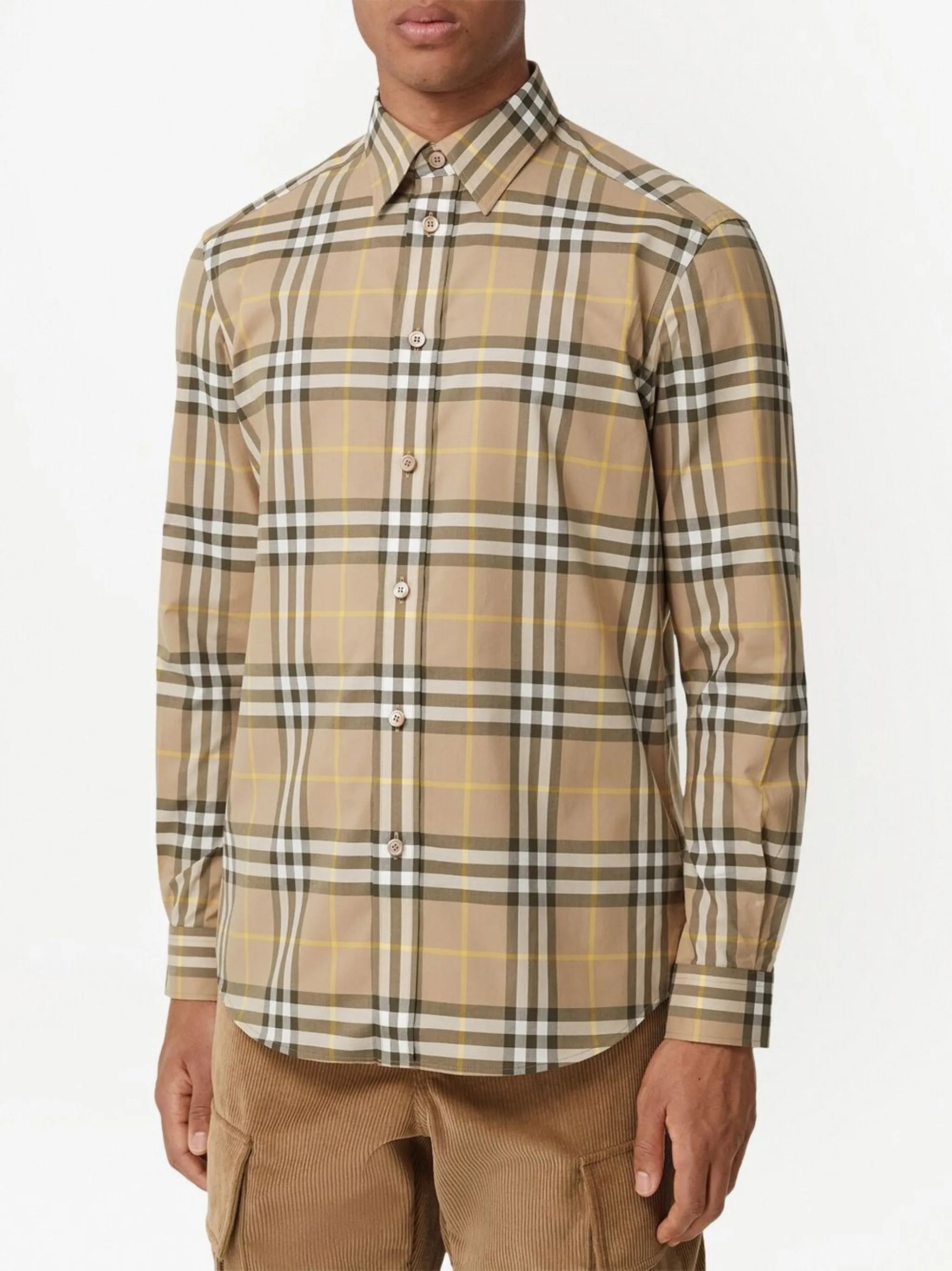 check-pattern cotton shirt