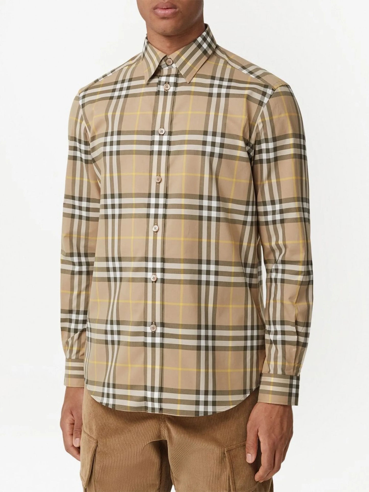 check-pattern cotton shirt