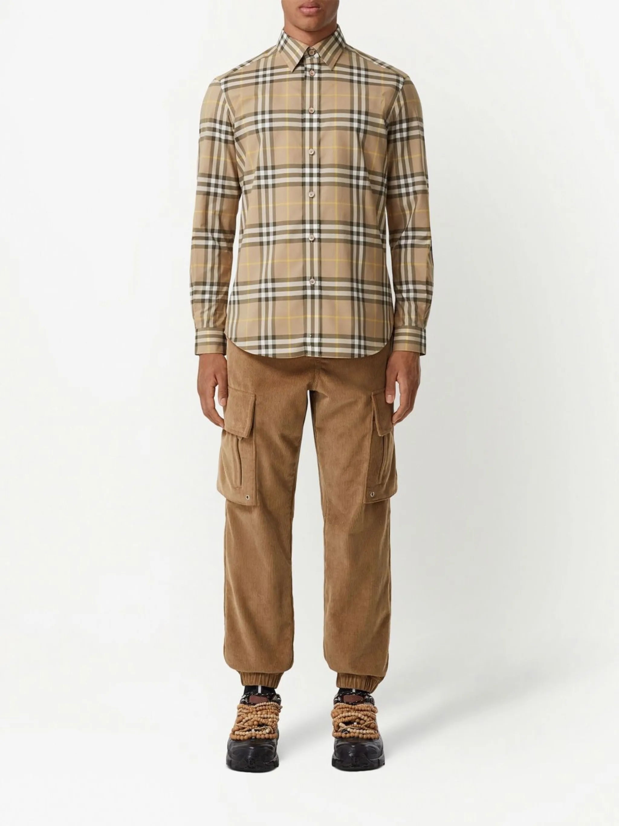 check-pattern cotton shirt