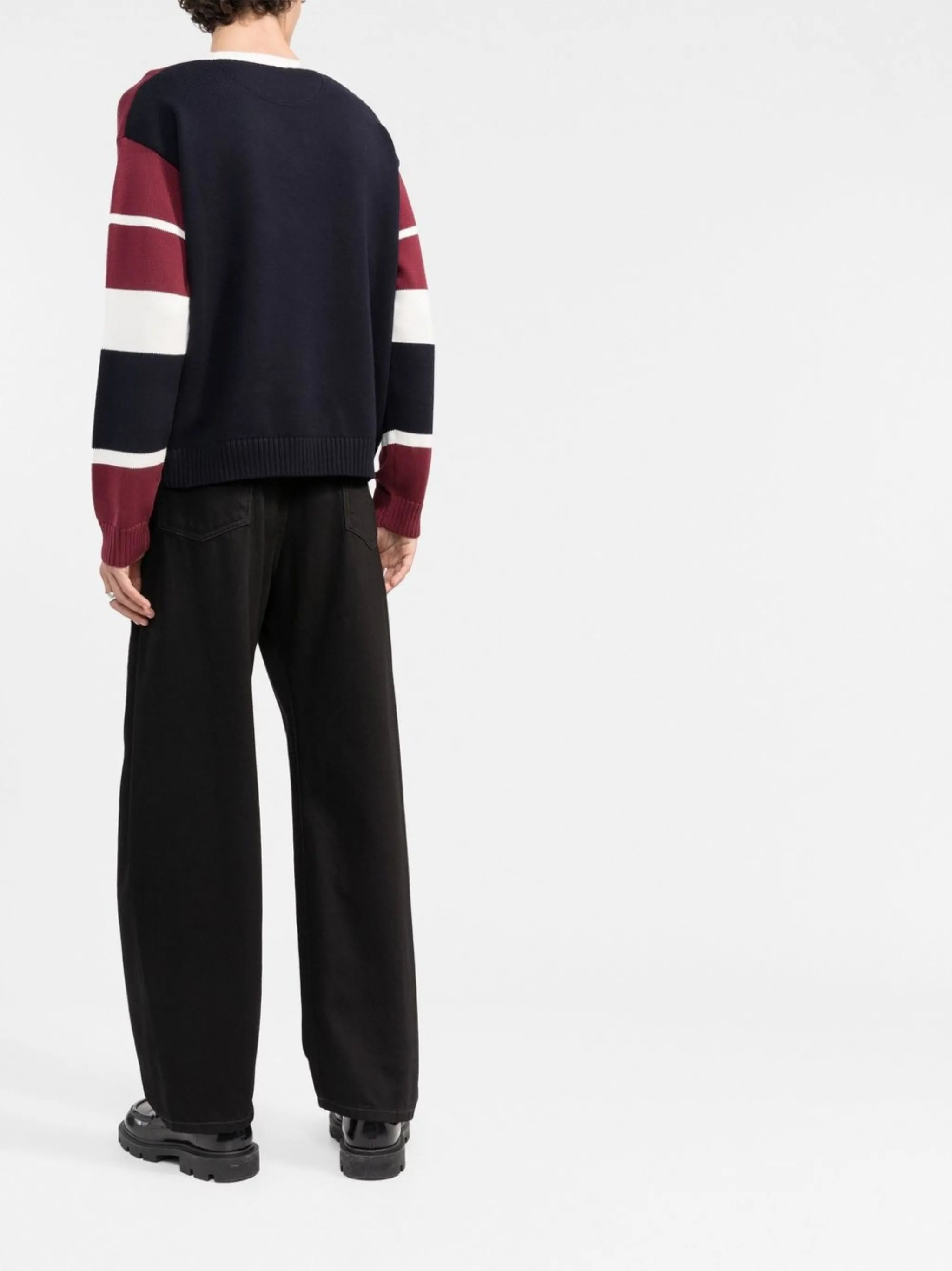 flocked-logo V-neck jumper
