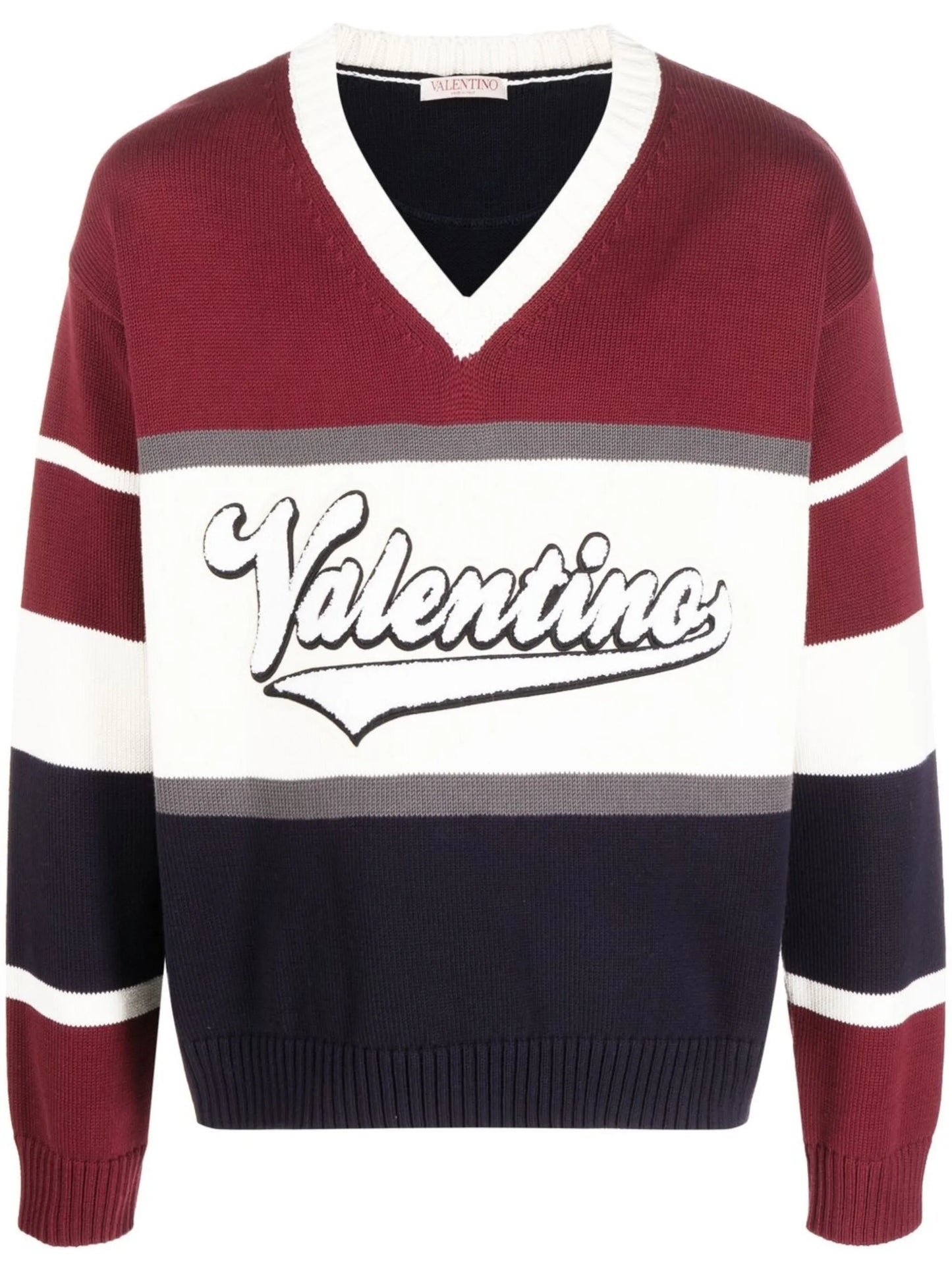 flocked-logo V-neck jumper