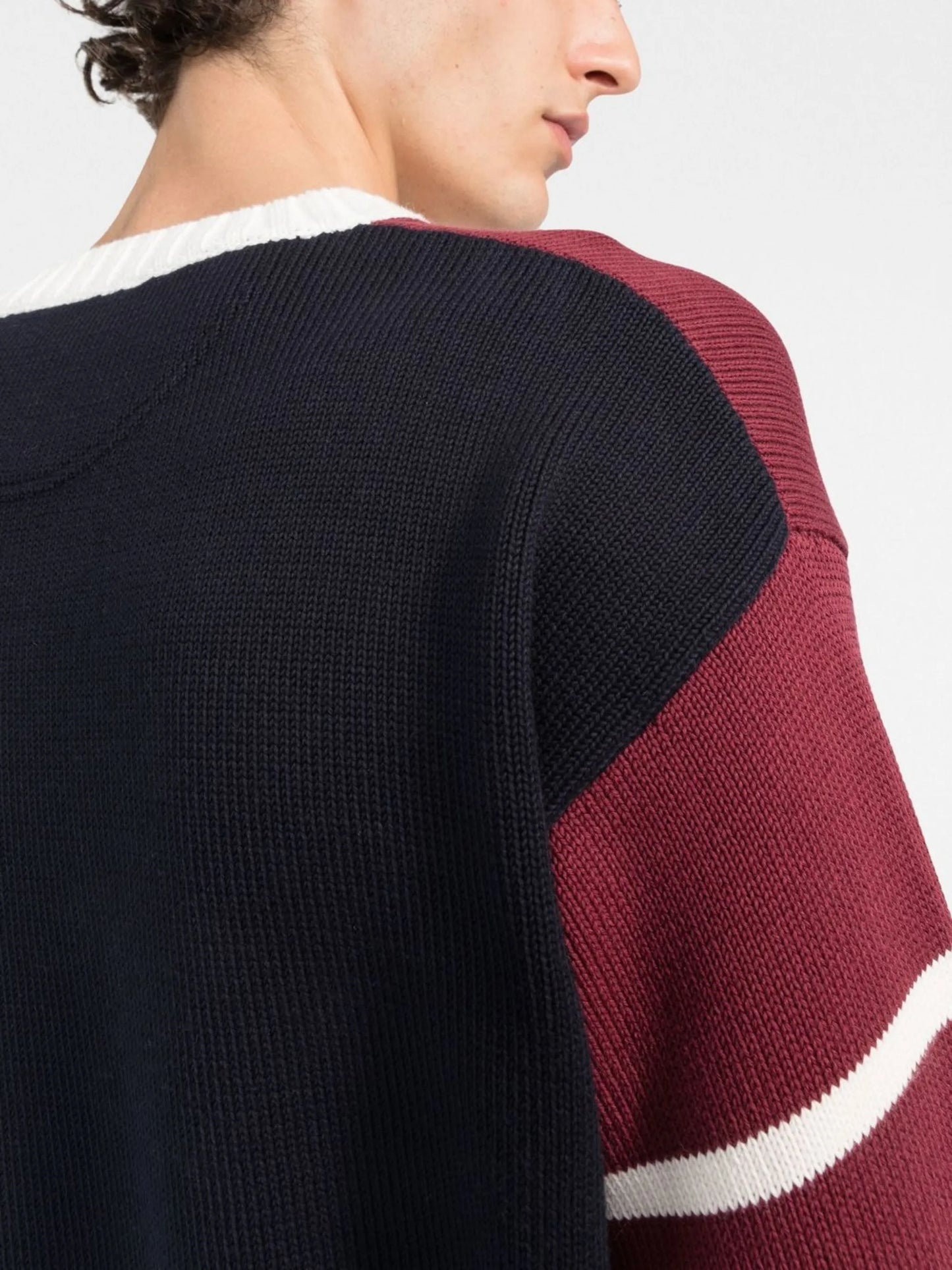 flocked-logo V-neck jumper