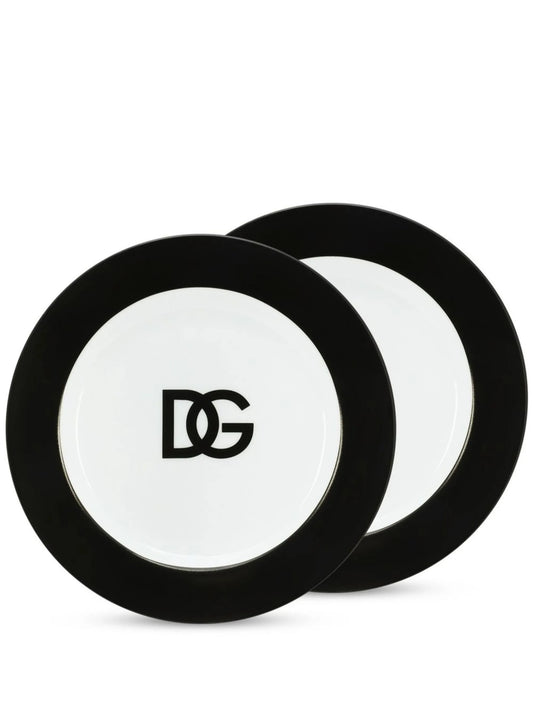 logo-print porcelain bread plates (set of 2)