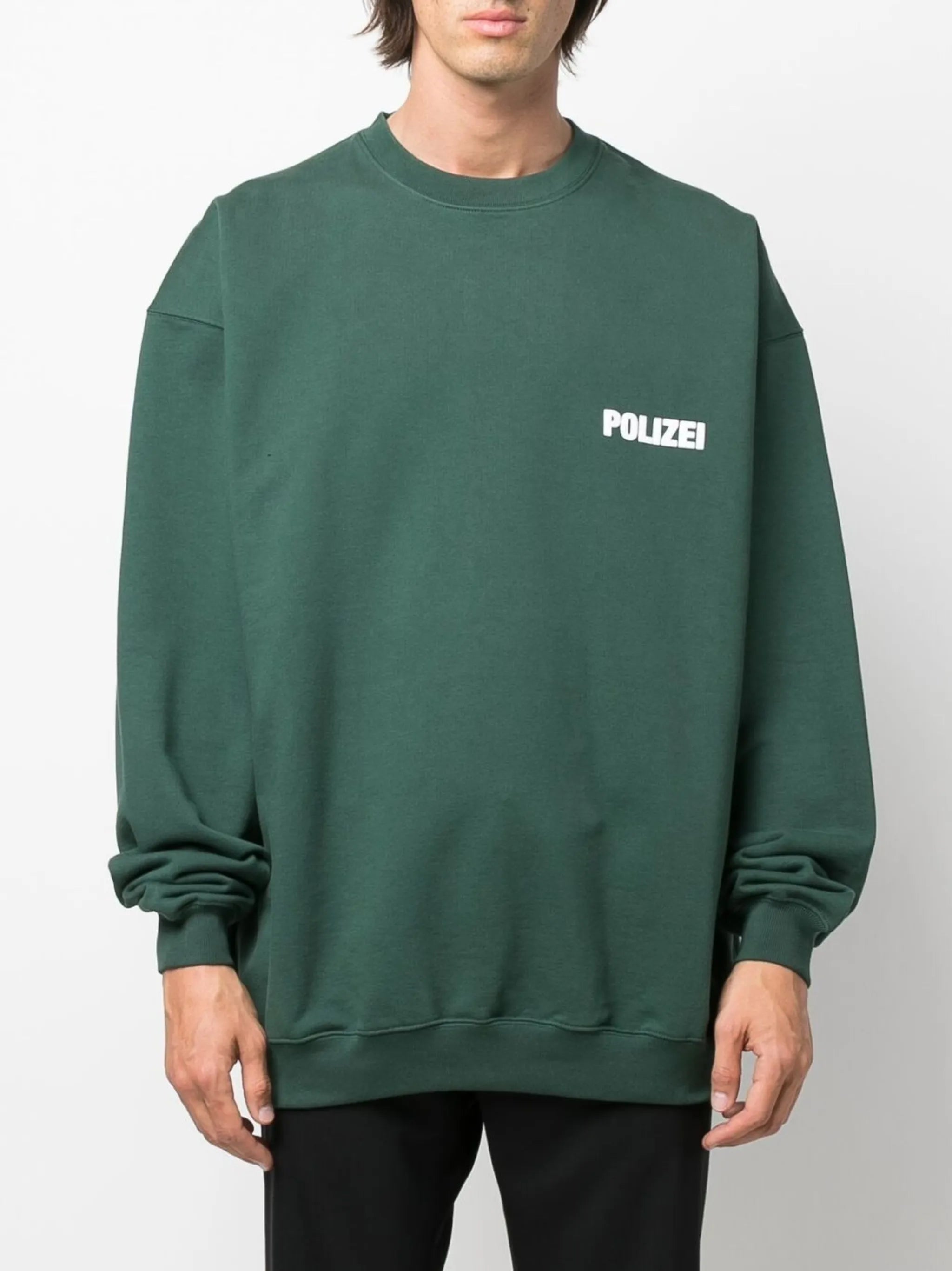Polizei-print crew neck sweatshirt