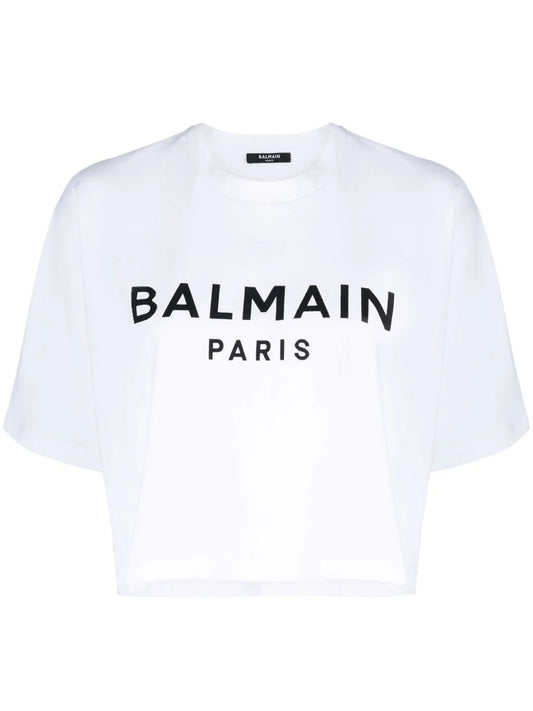 cropped logo-print T-shirt