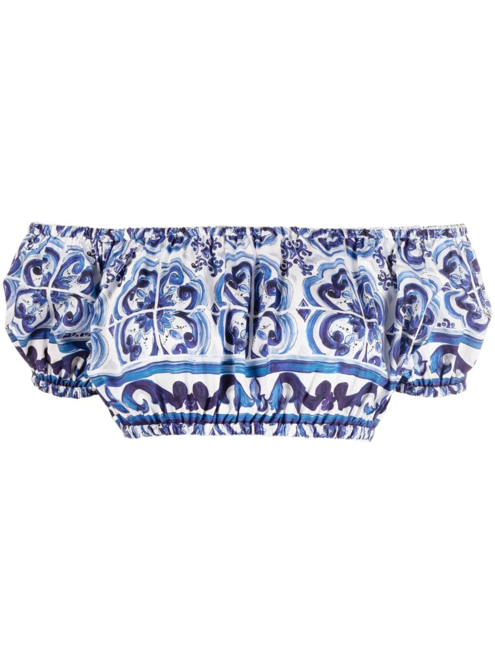 Majolica-print crop top