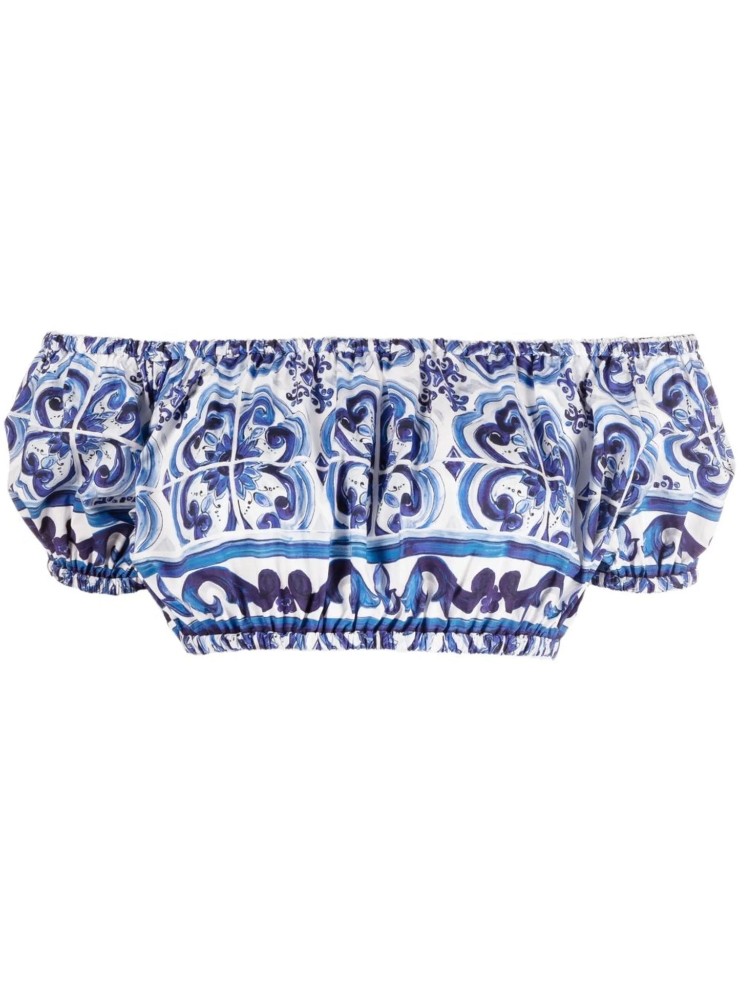 Majolica-print crop top