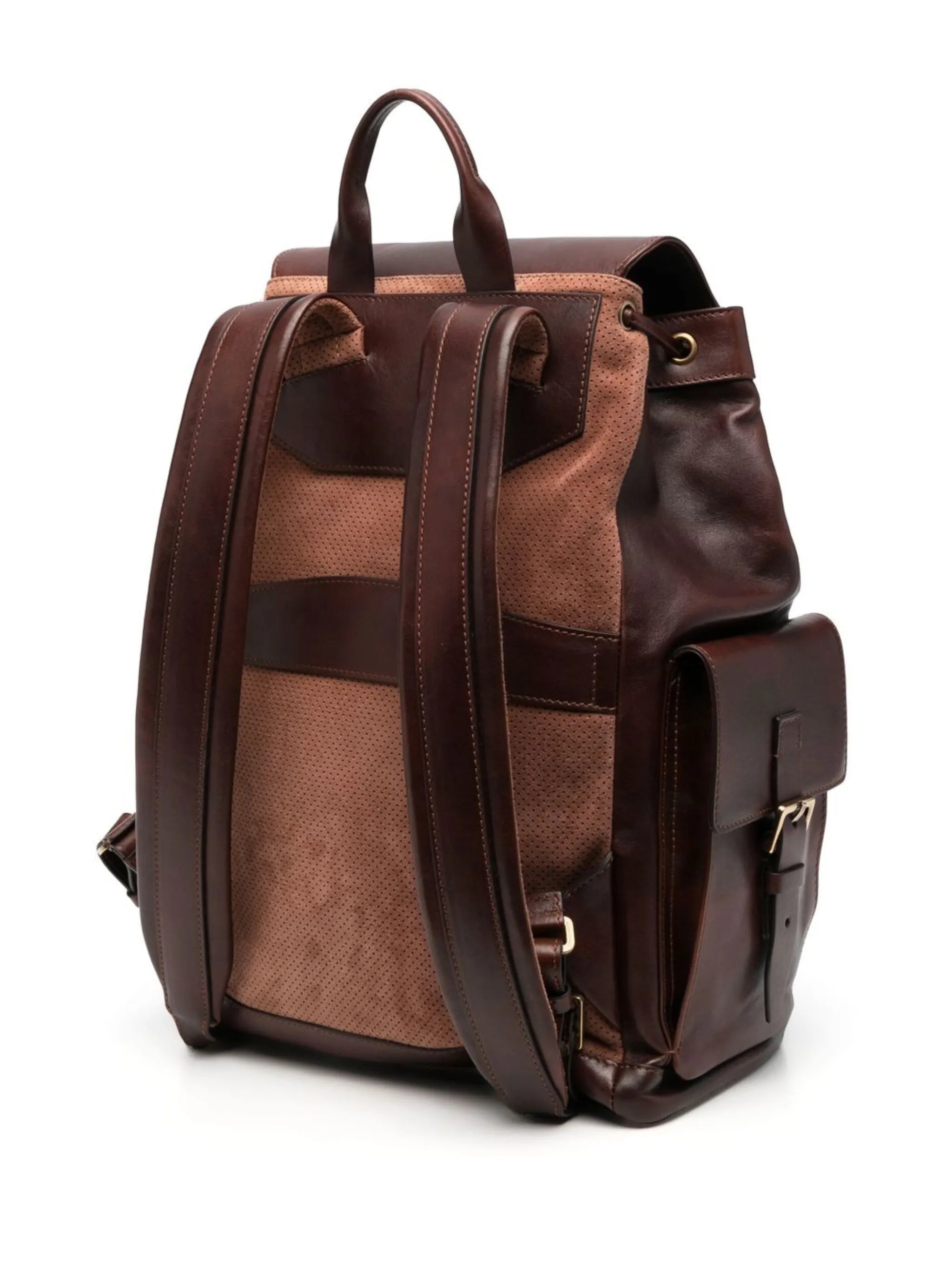 buckled leather backpack