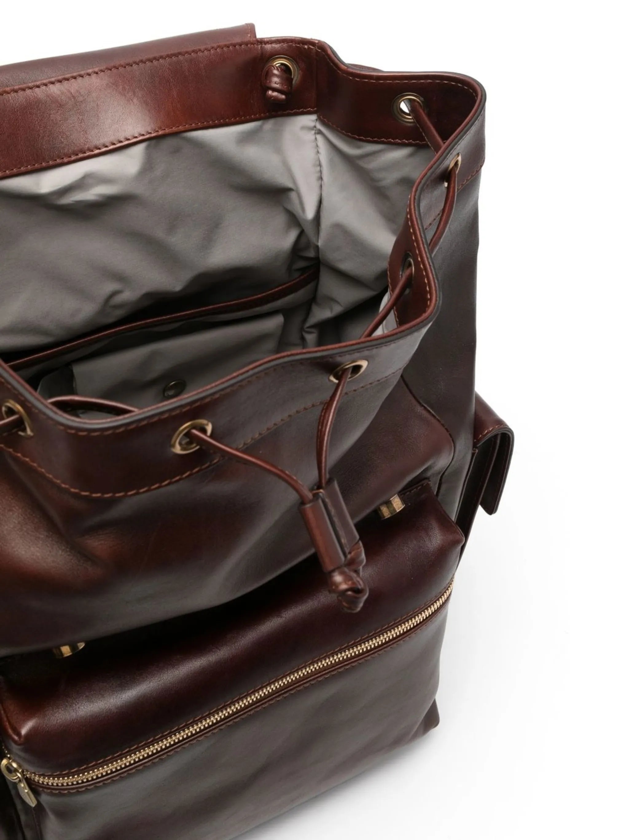 buckled leather backpack