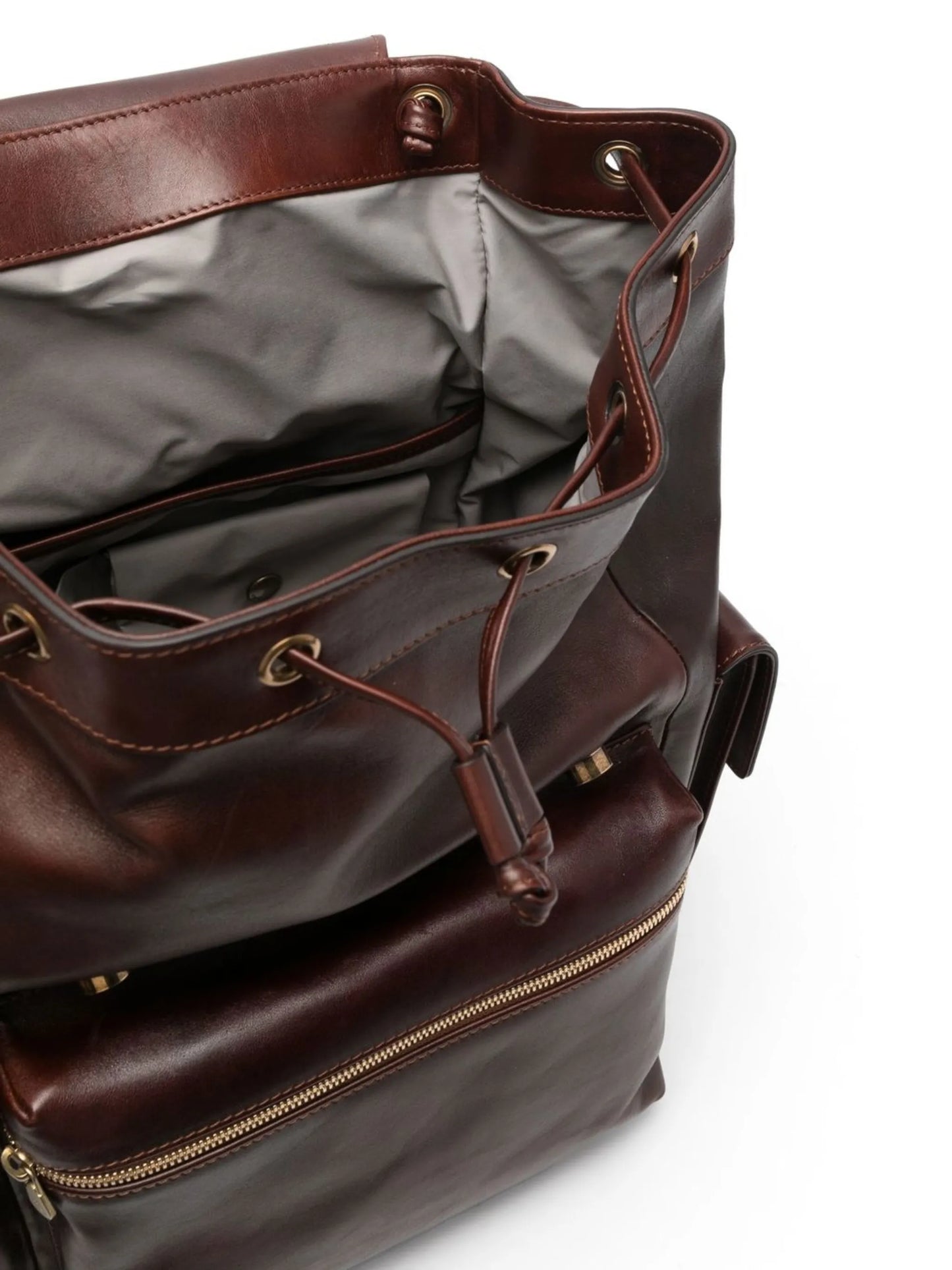 buckled leather backpack
