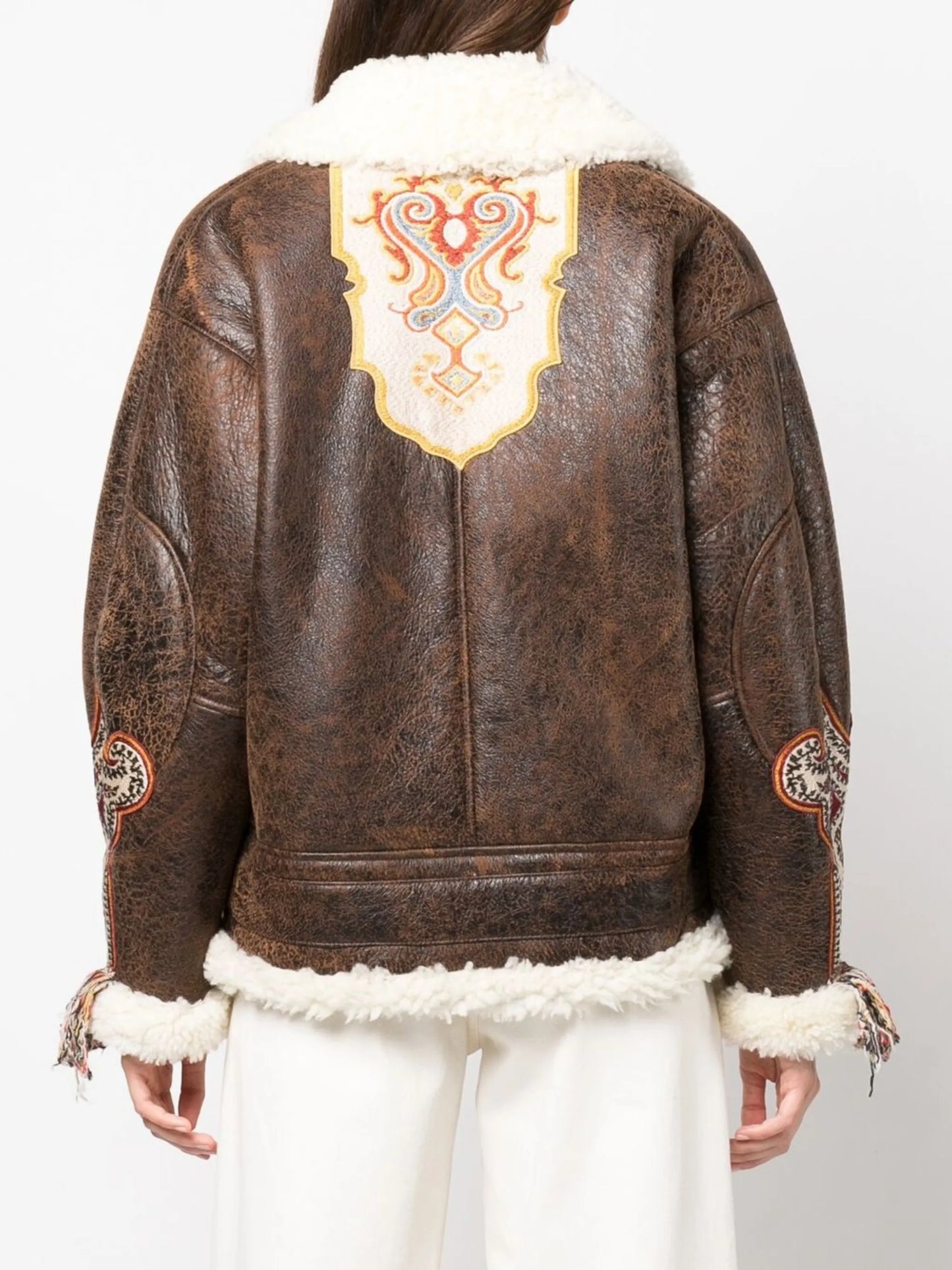 Gina embroidered shearling jacket