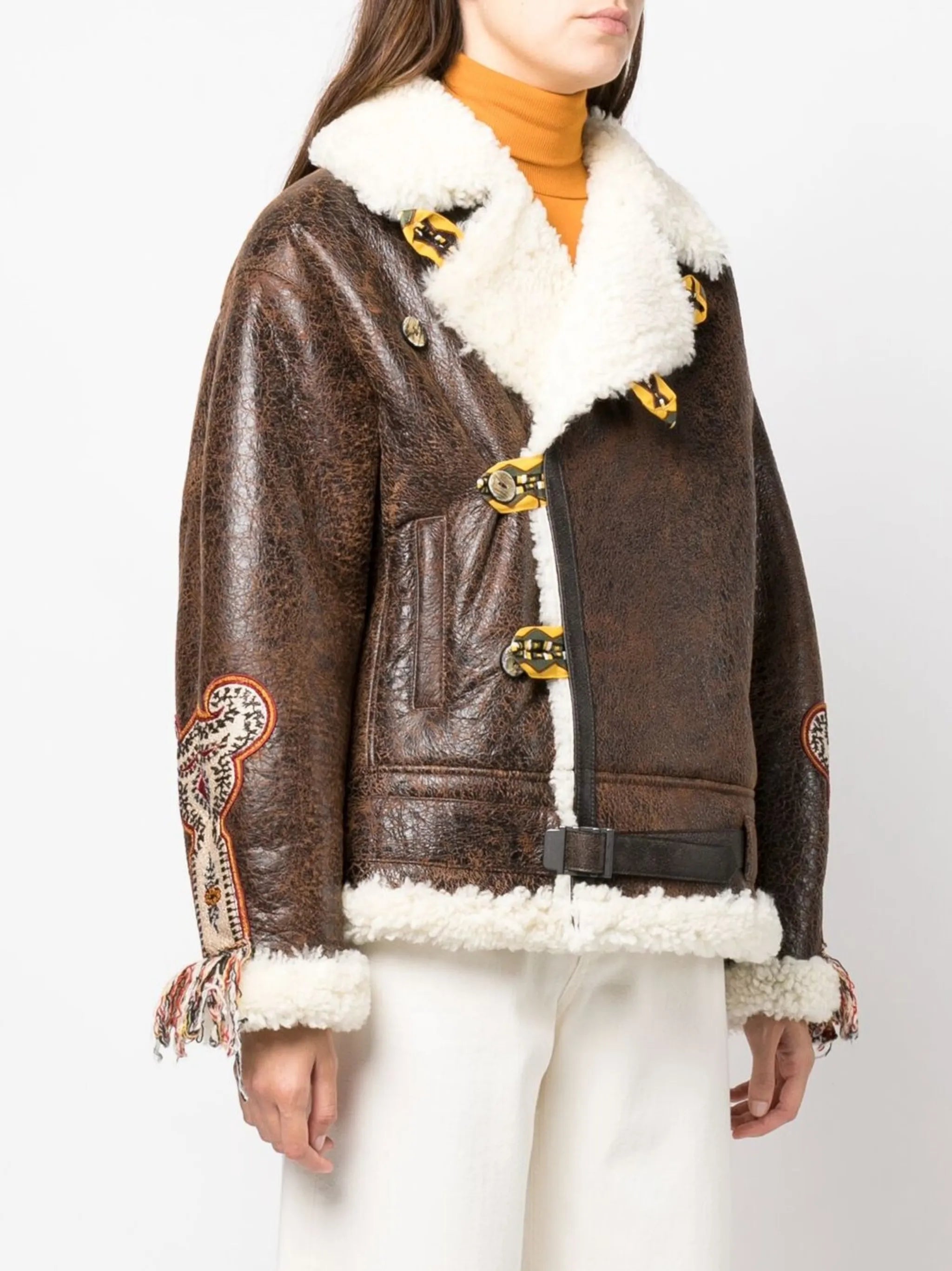 Gina embroidered shearling jacket