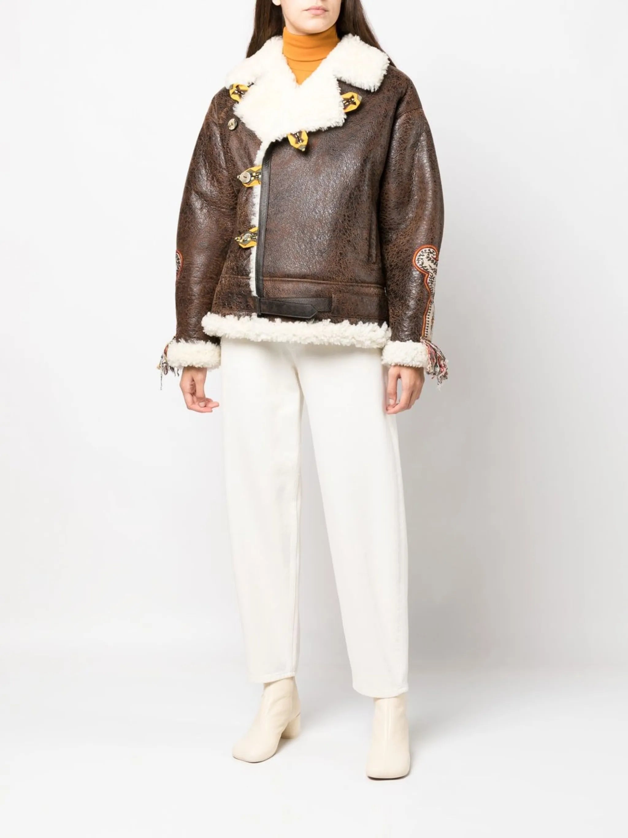 Gina embroidered shearling jacket