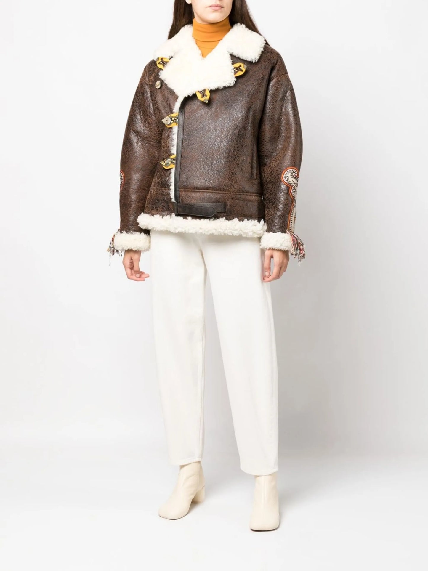Gina embroidered shearling jacket