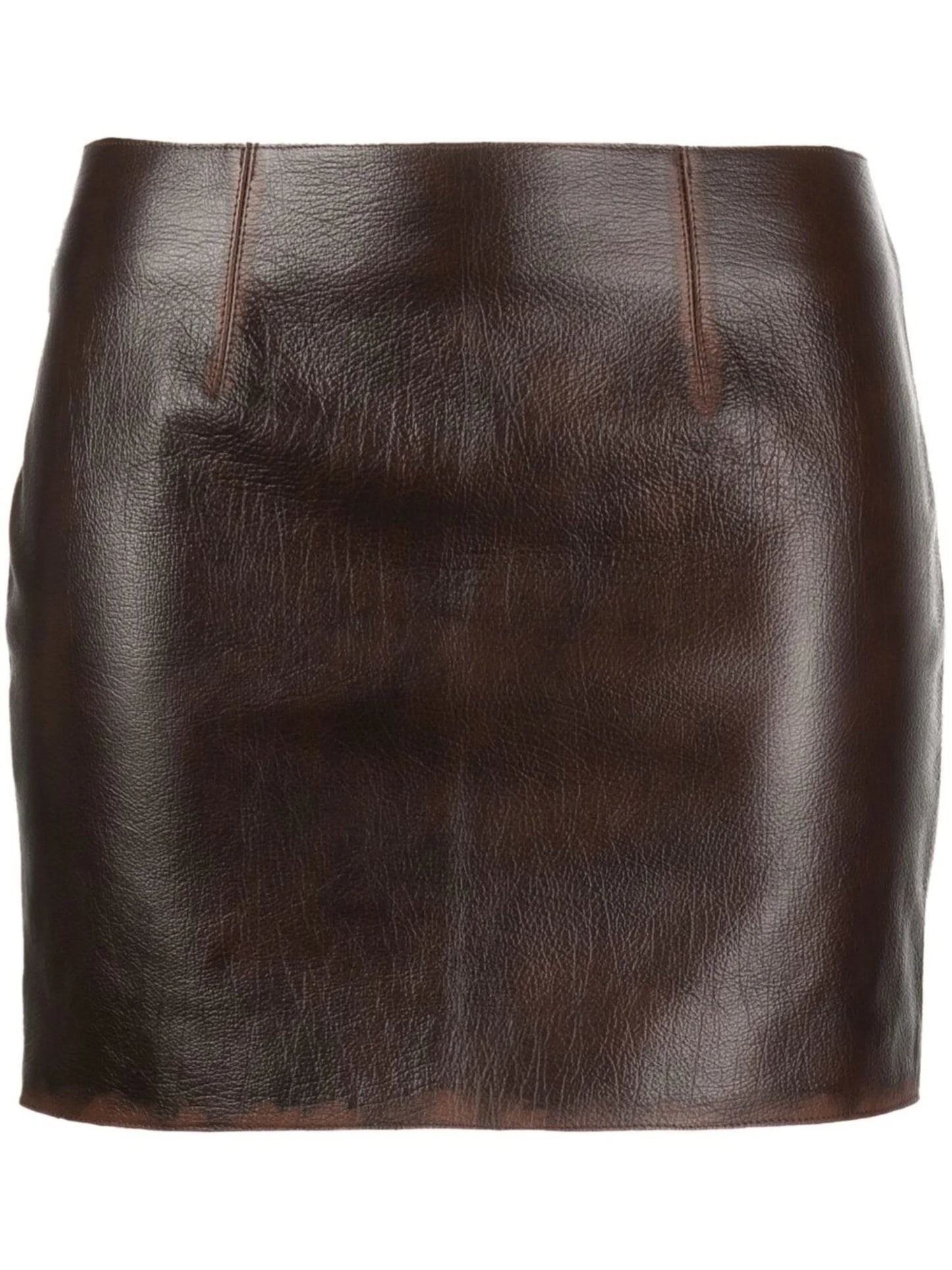 distressed-effect leather miniskirt