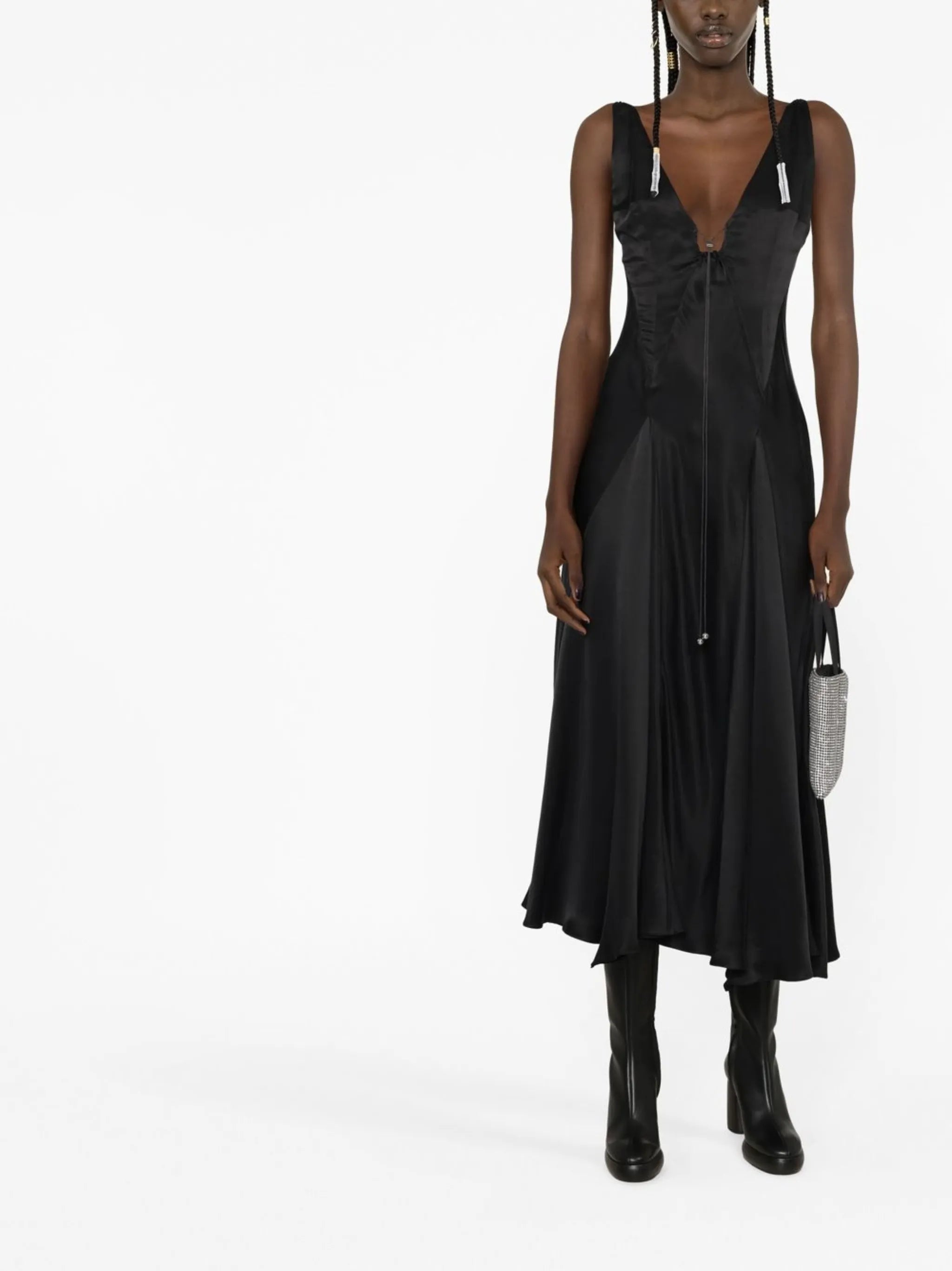 Tauri satin midi dress