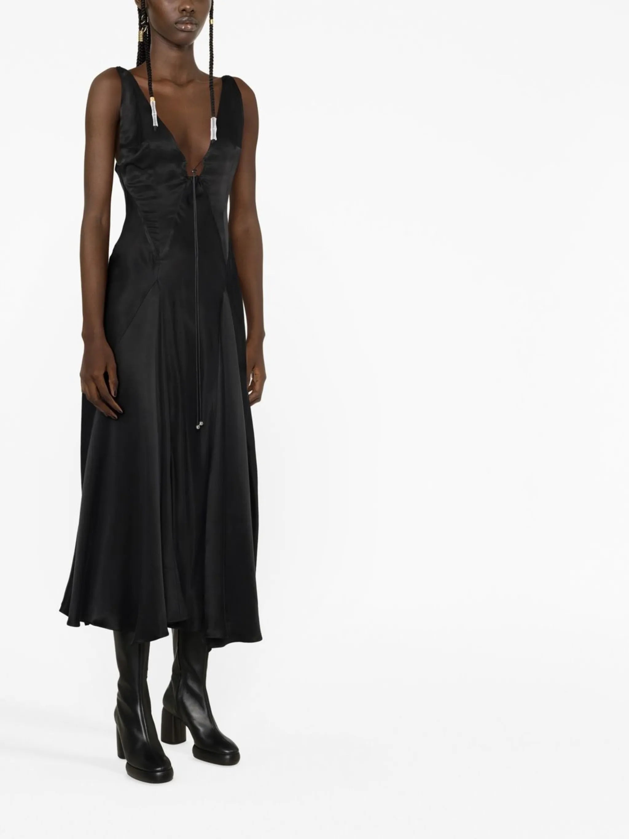 Tauri satin midi dress