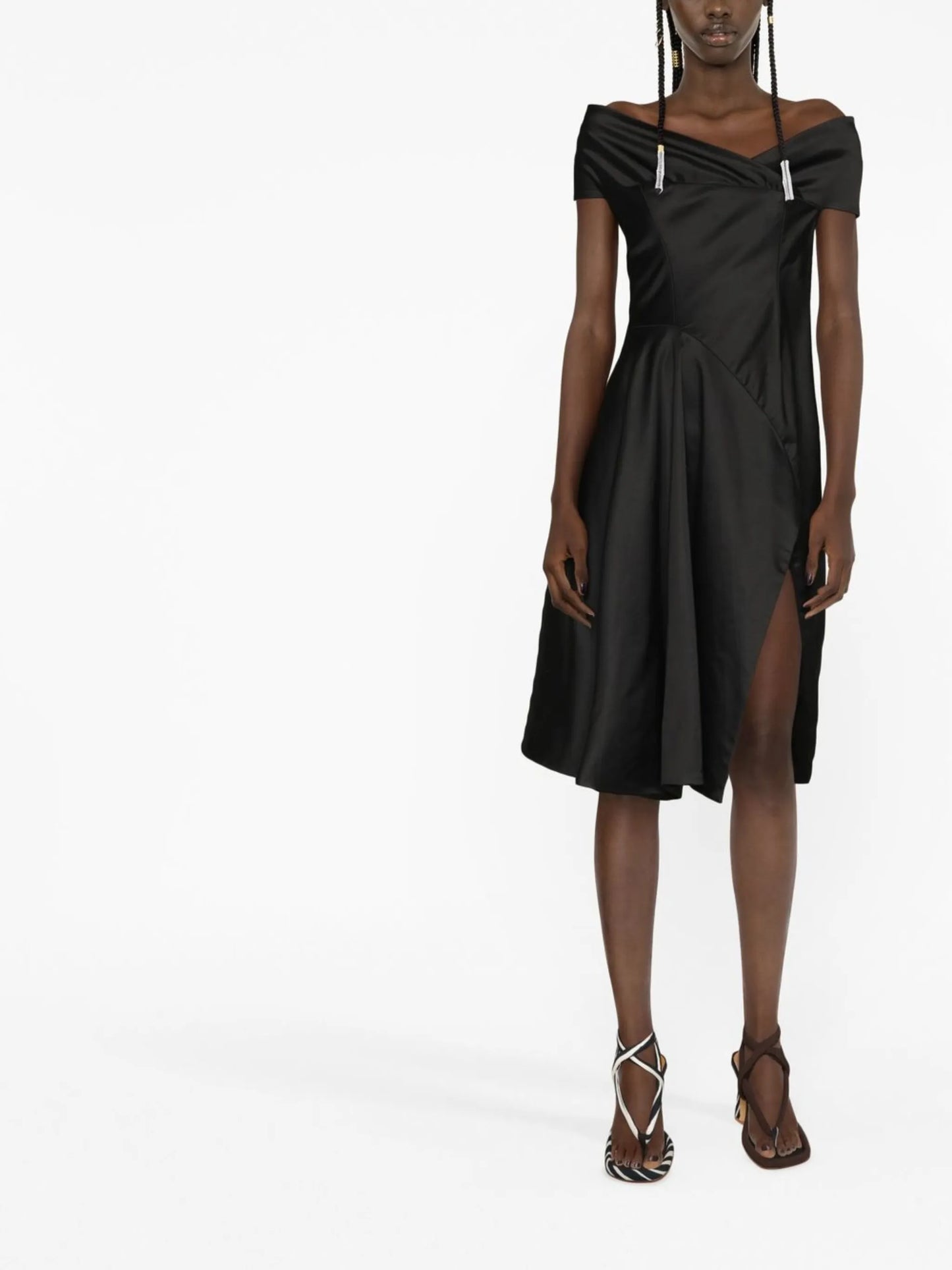 Scarf short-sleeve midi dress