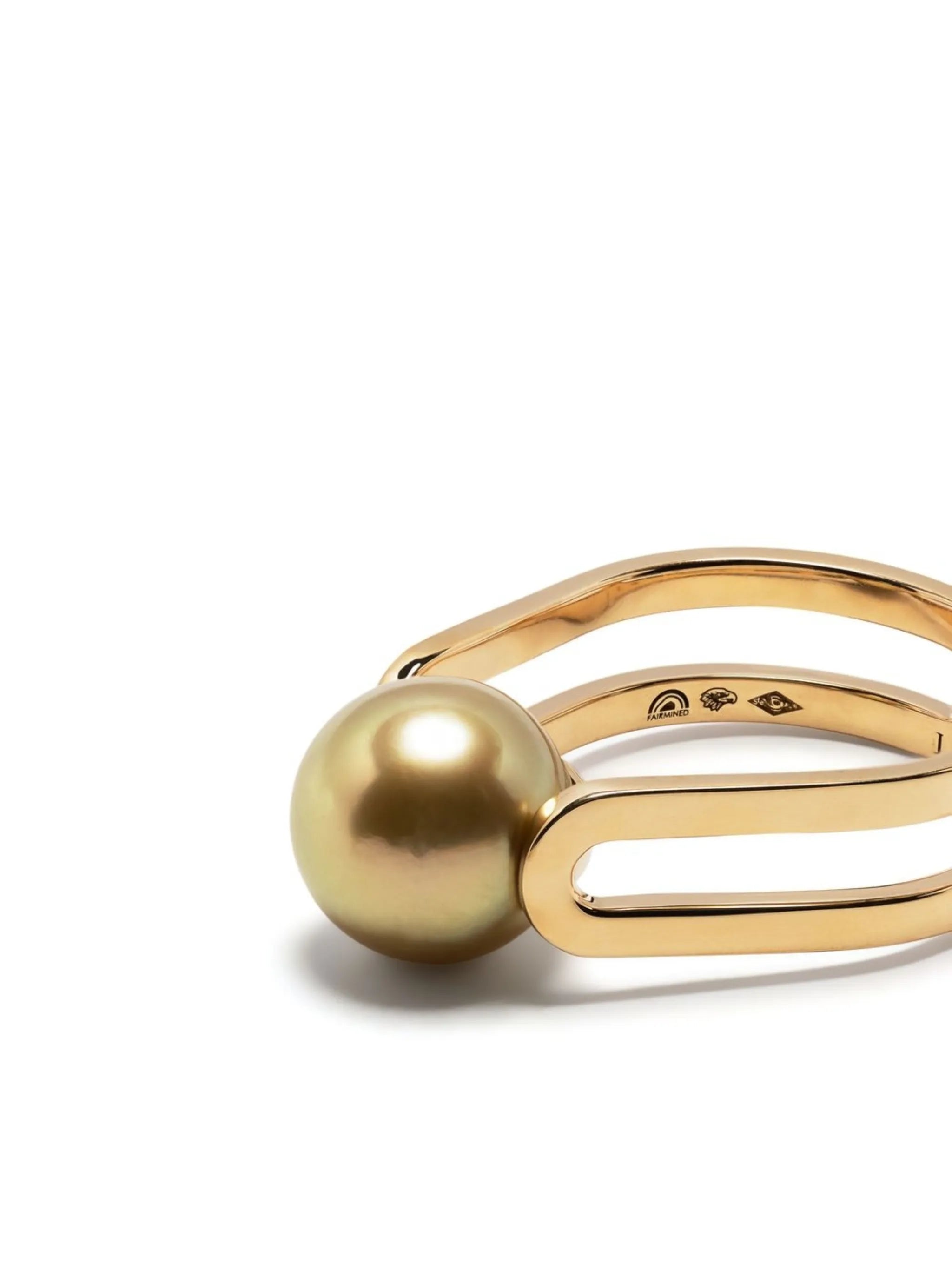 18kt yellow gold Solitaire Étreintes pearl ring