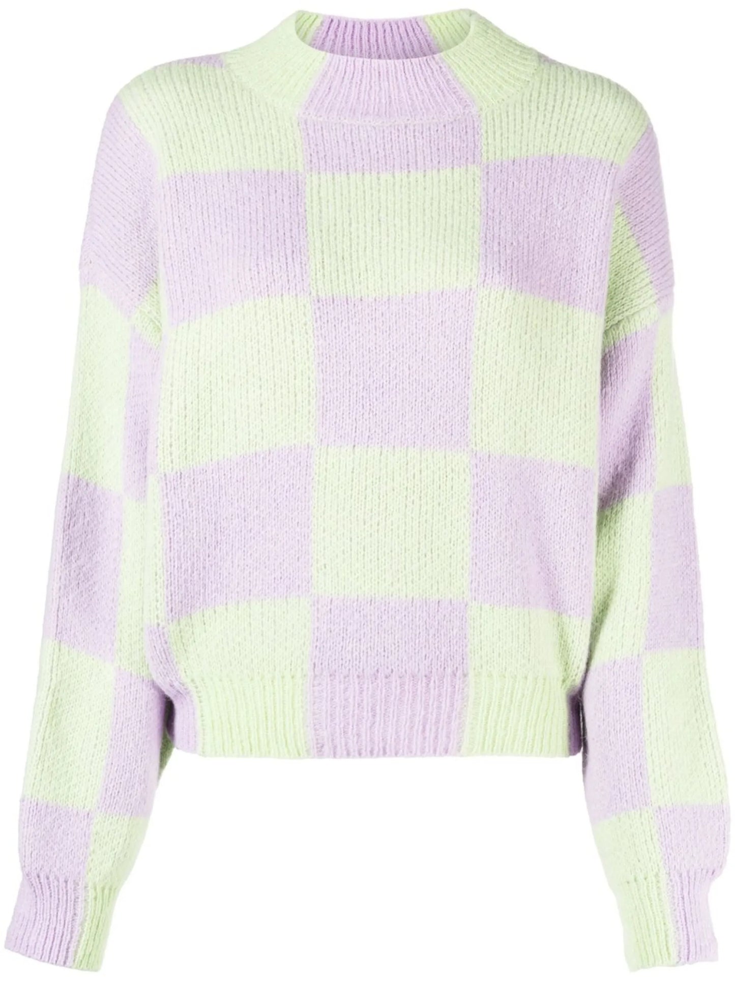 checked colour-block knit jumper