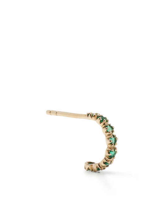 9kt yellow gold emerald hoop earring