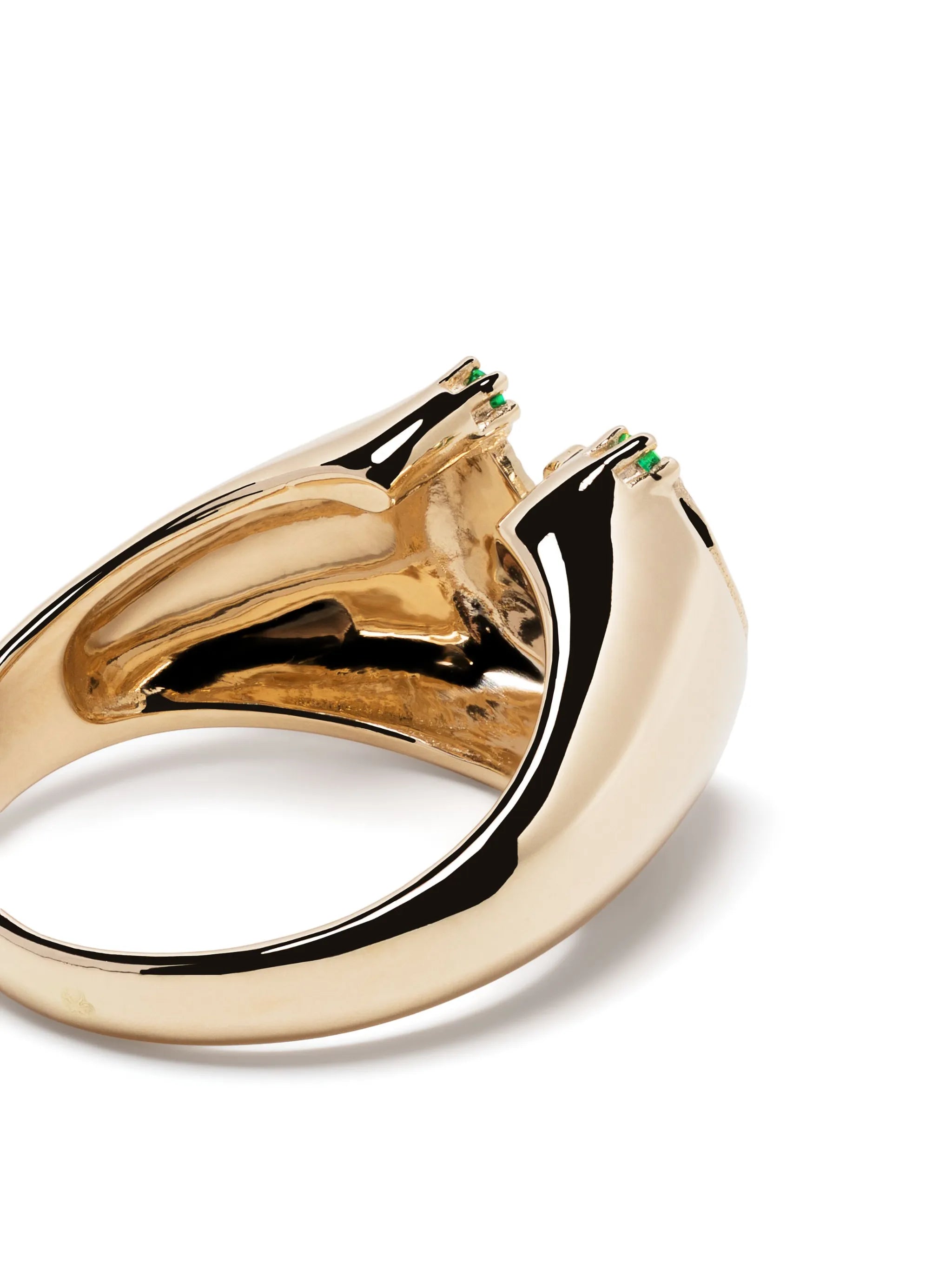 9kt yellow gold Mira diamond and emerald ring