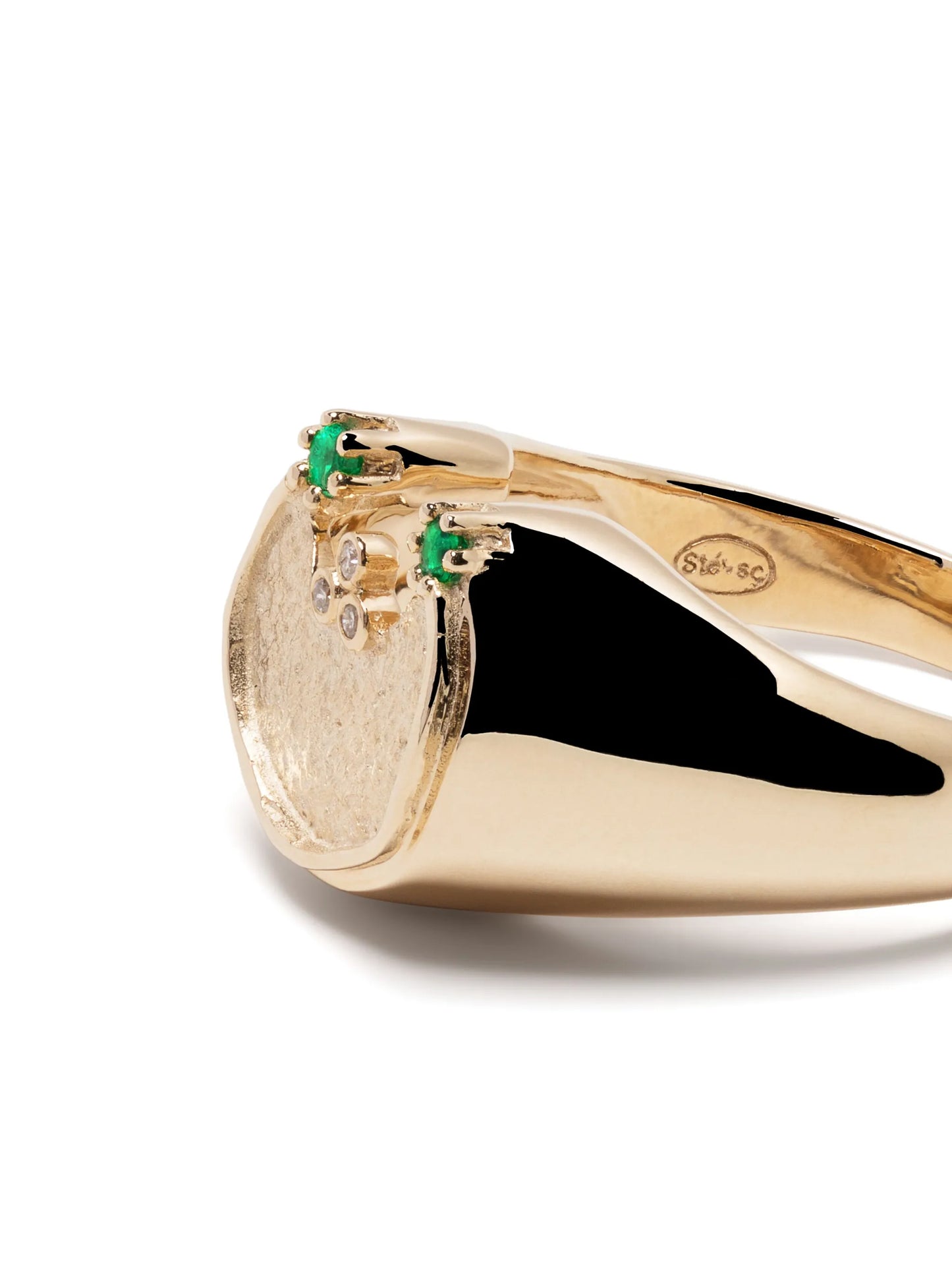 9kt yellow gold Mira diamond and emerald ring