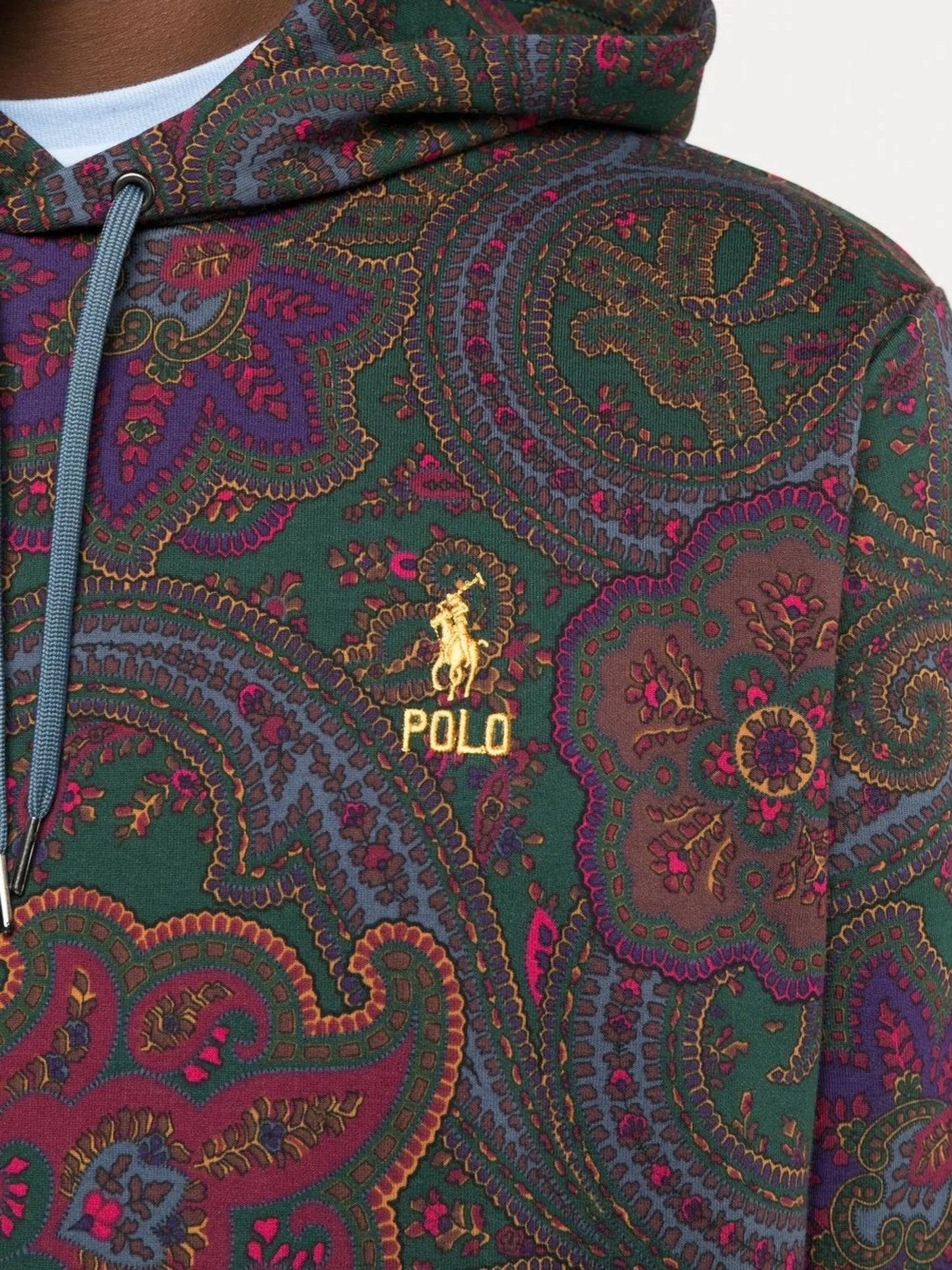 logo-embroidered paisley-print hoodie