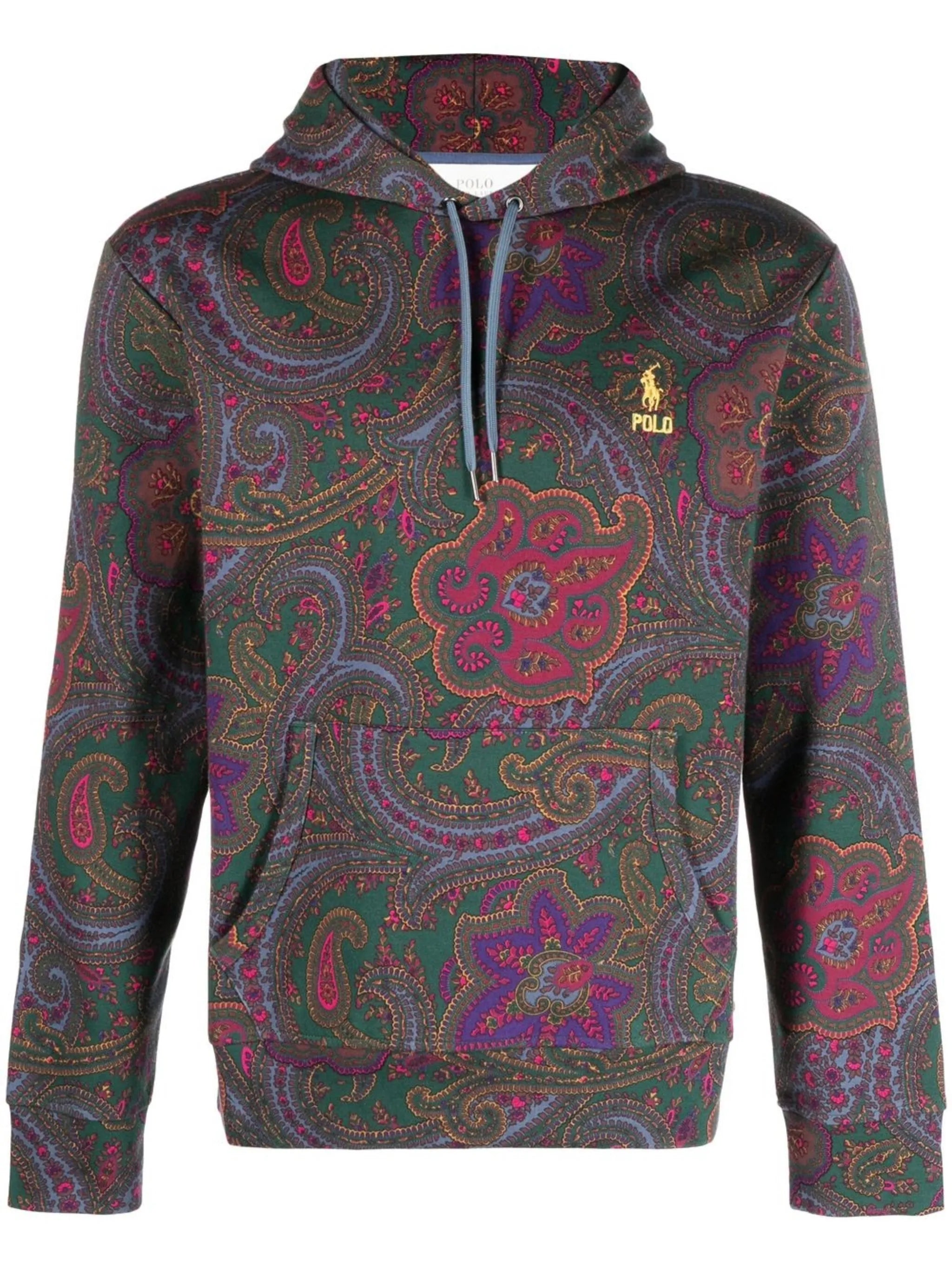 logo-embroidered paisley-print hoodie
