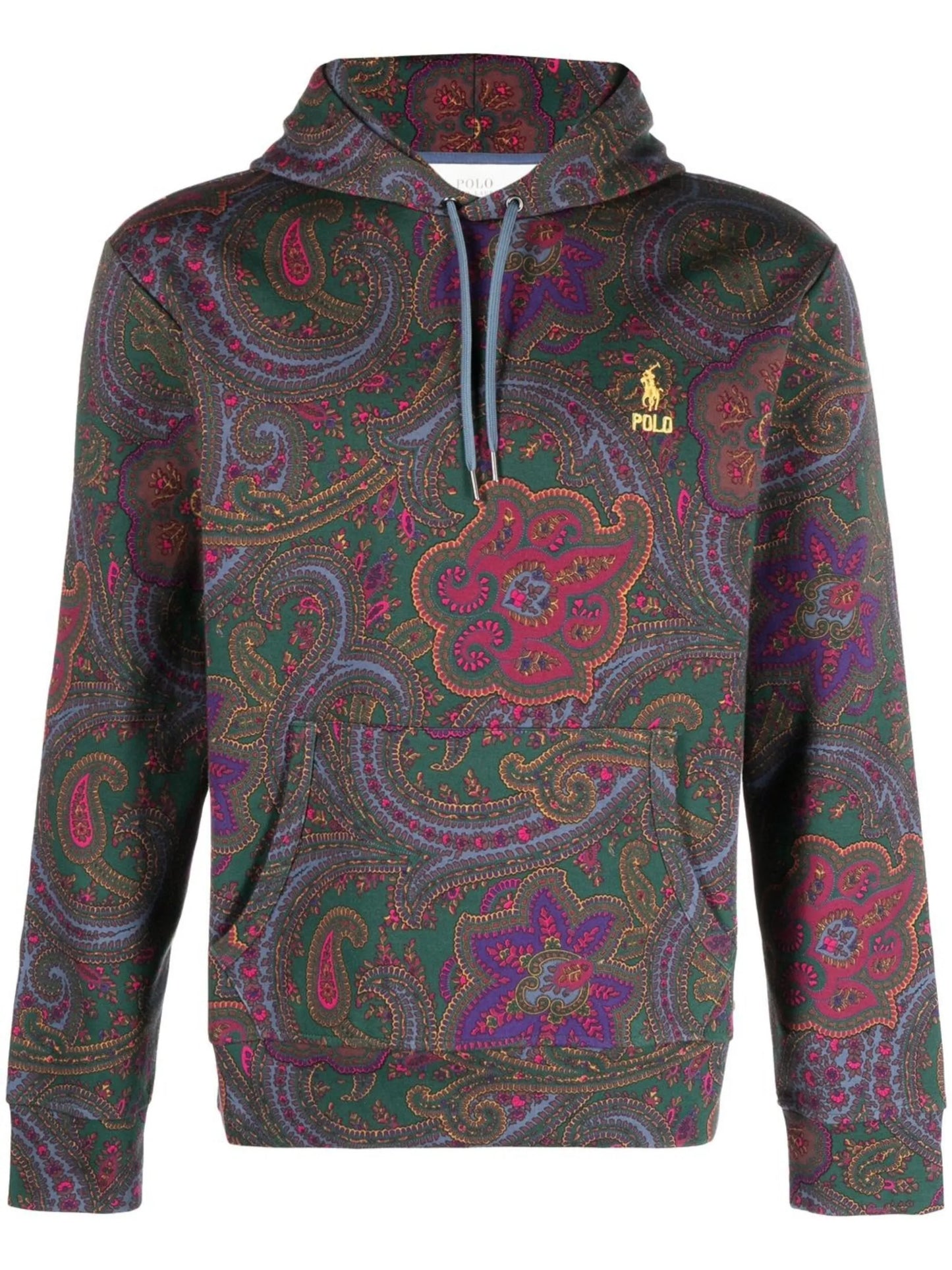 logo-embroidered paisley-print hoodie