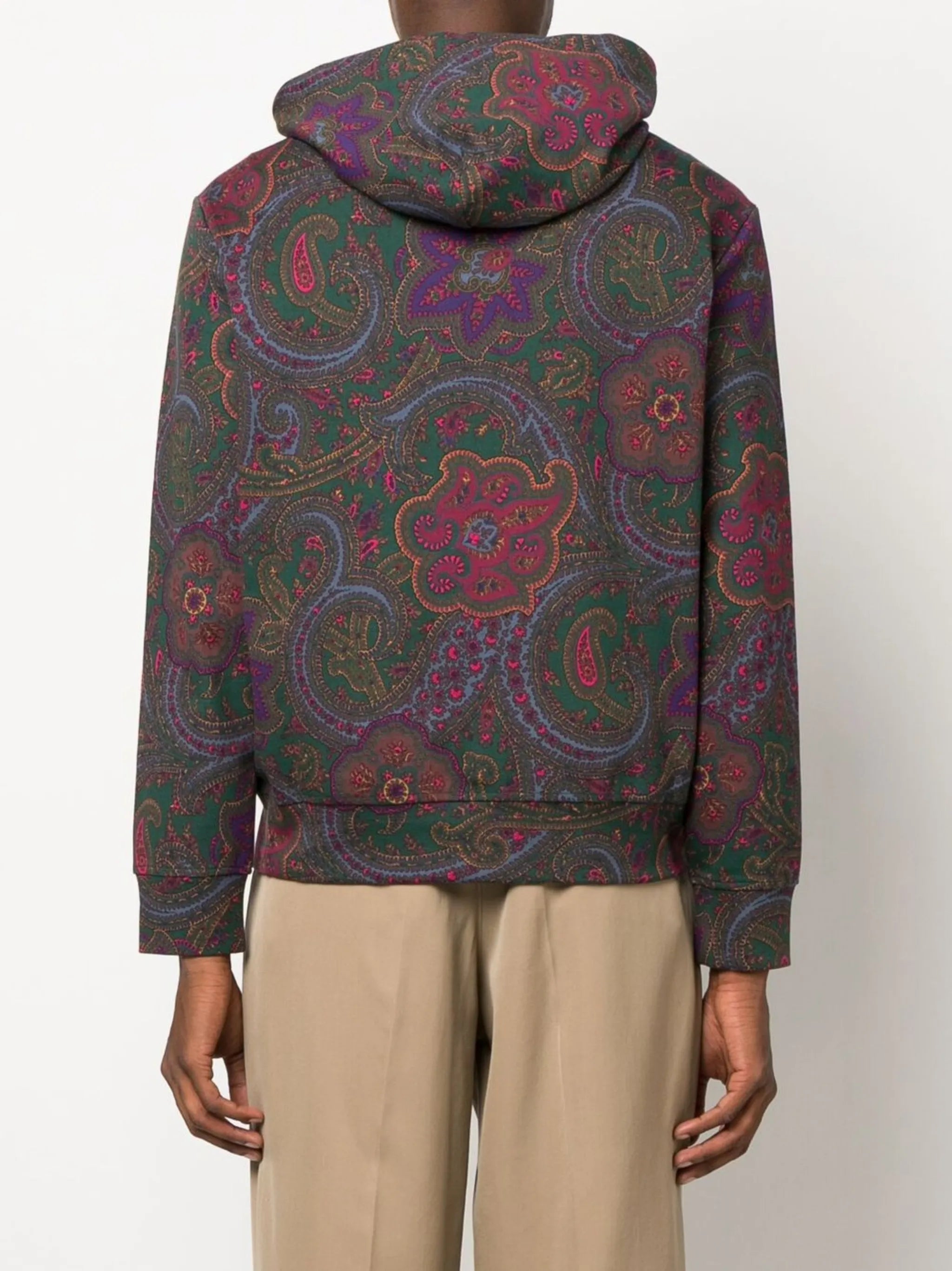 logo-embroidered paisley-print hoodie