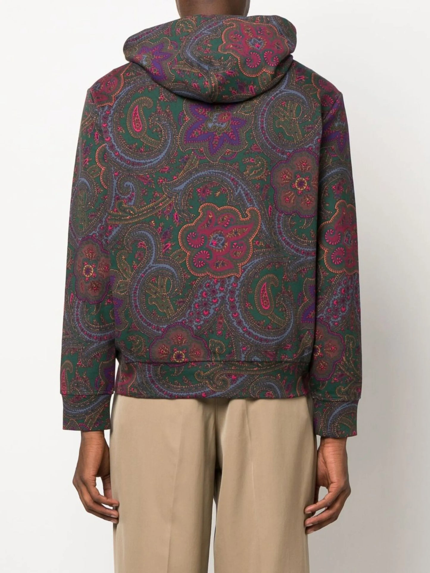 logo-embroidered paisley-print hoodie