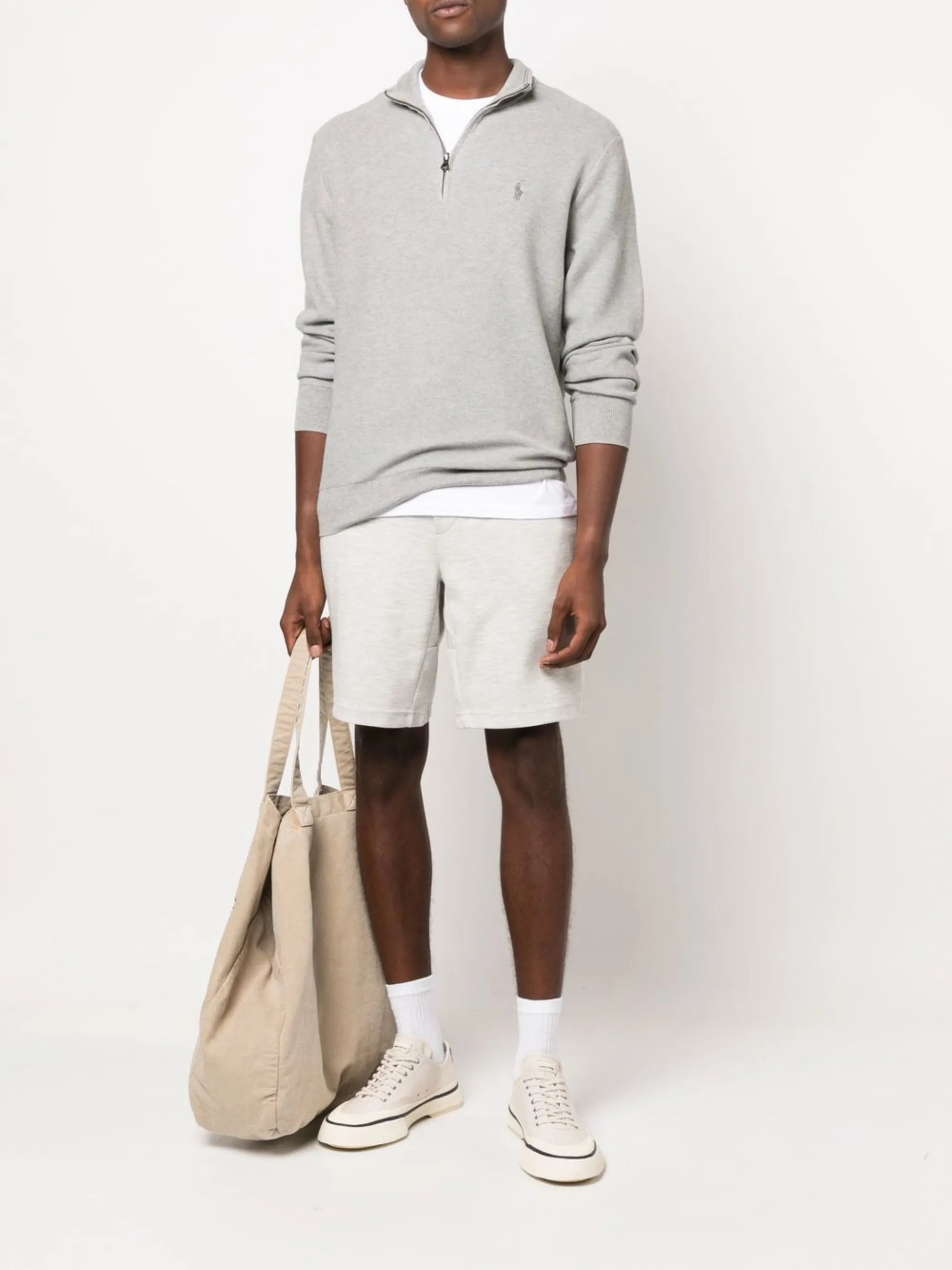 embroidered-logo quarter-zip sweatshirt