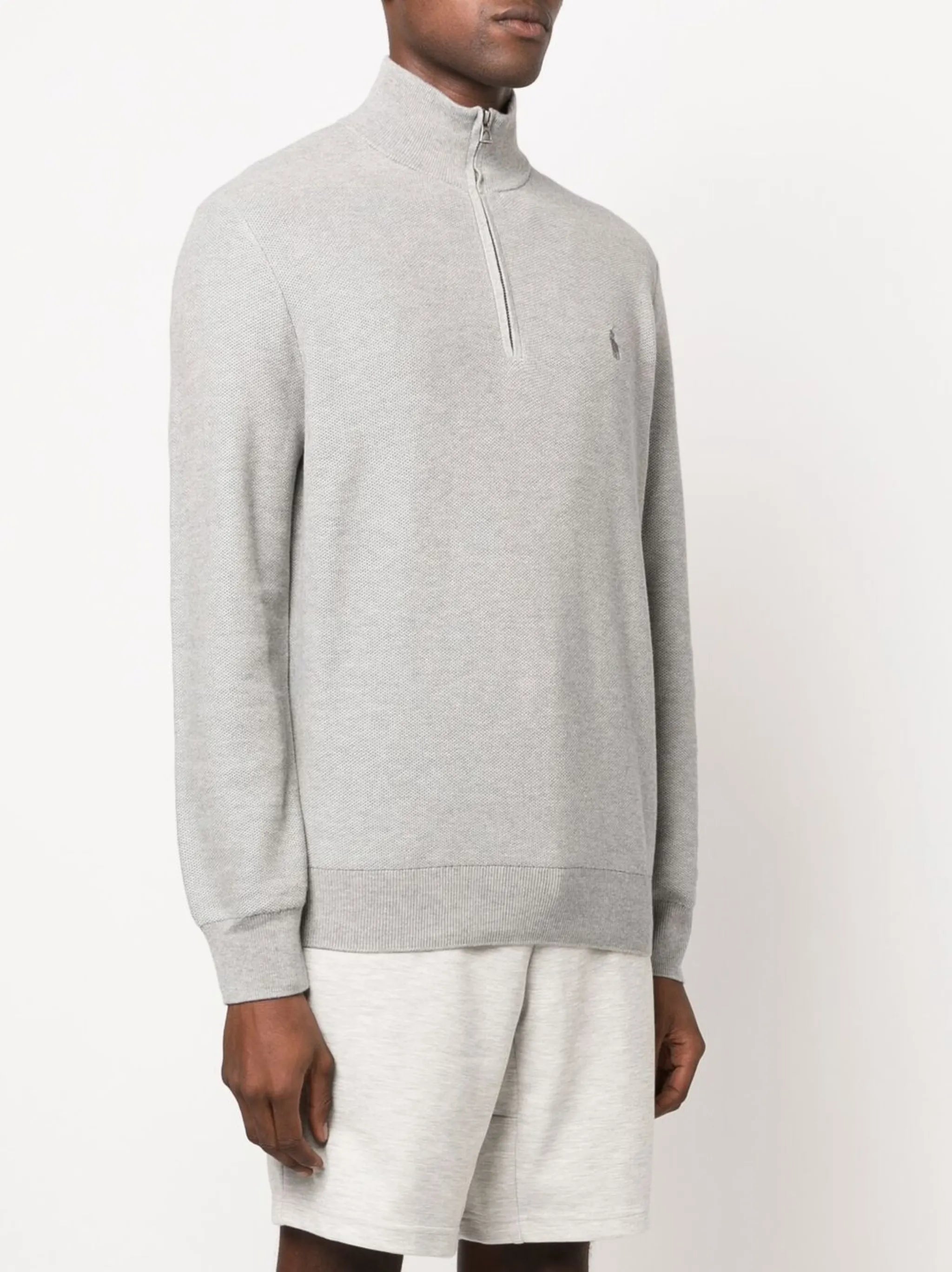 embroidered-logo quarter-zip sweatshirt