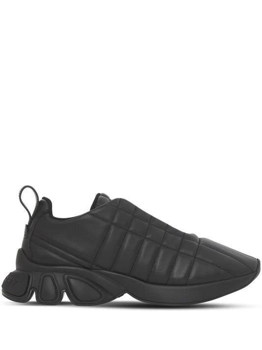 quilted low-top leather sneakers