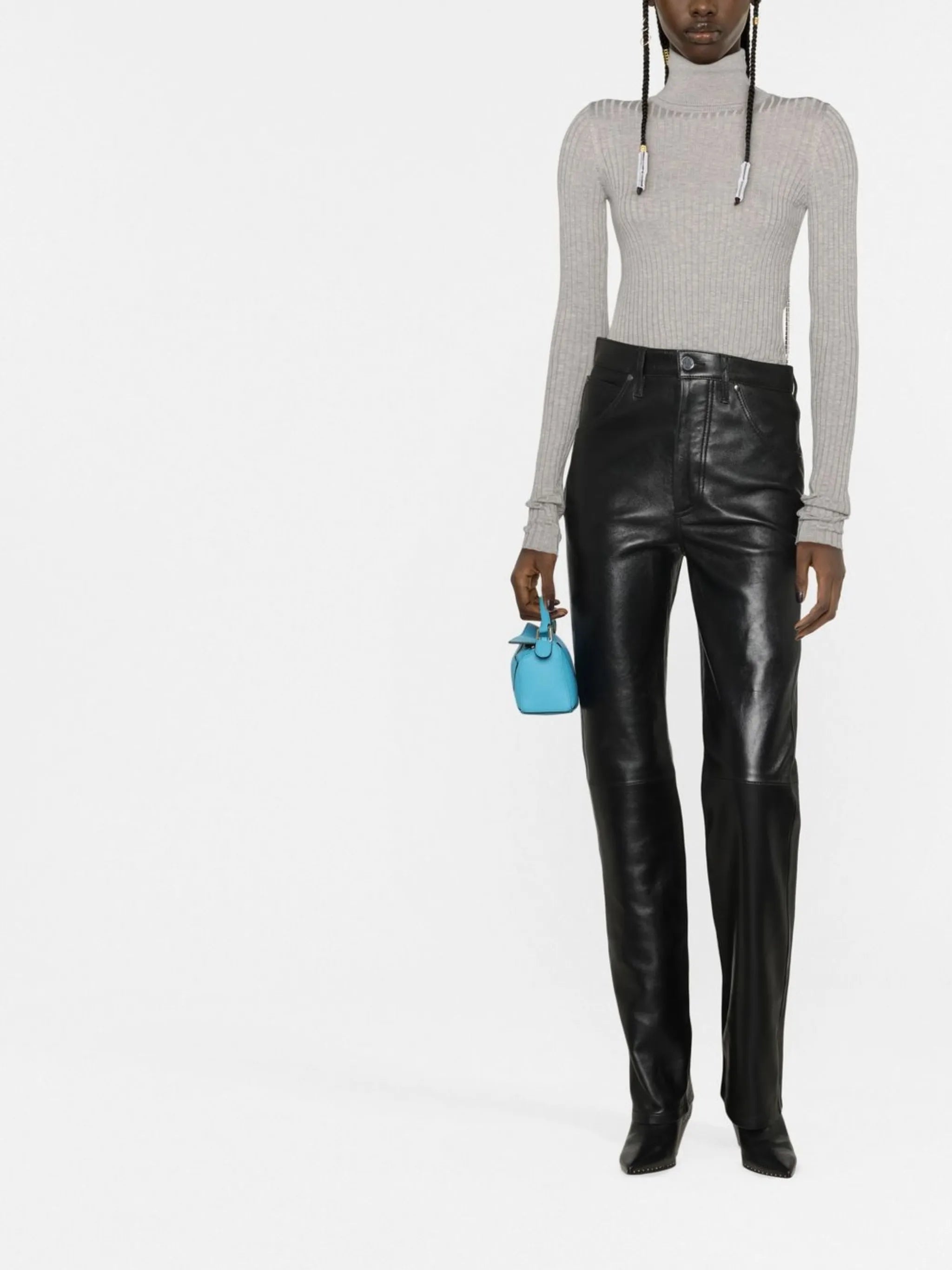 Wrandy straight-leg leather trousers