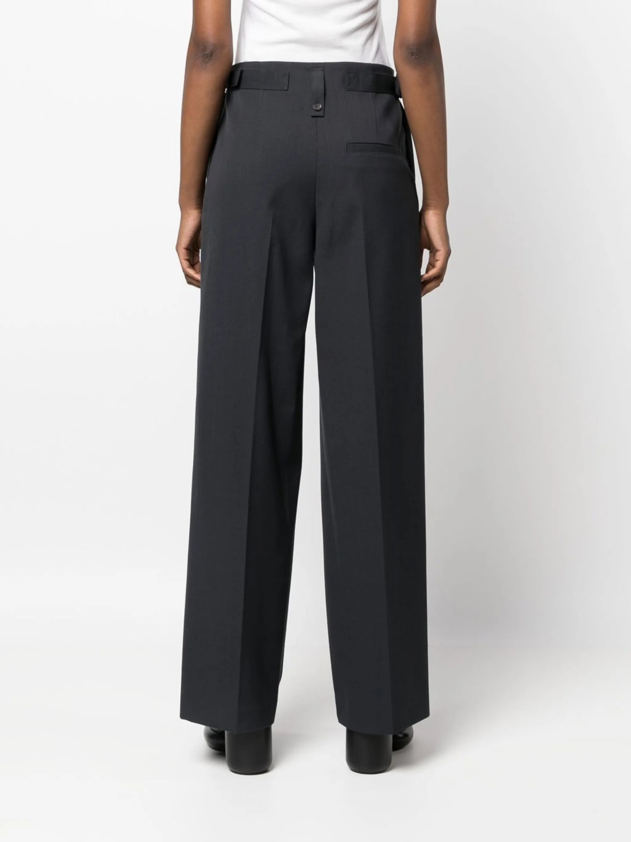 pleated high-waisted trousers