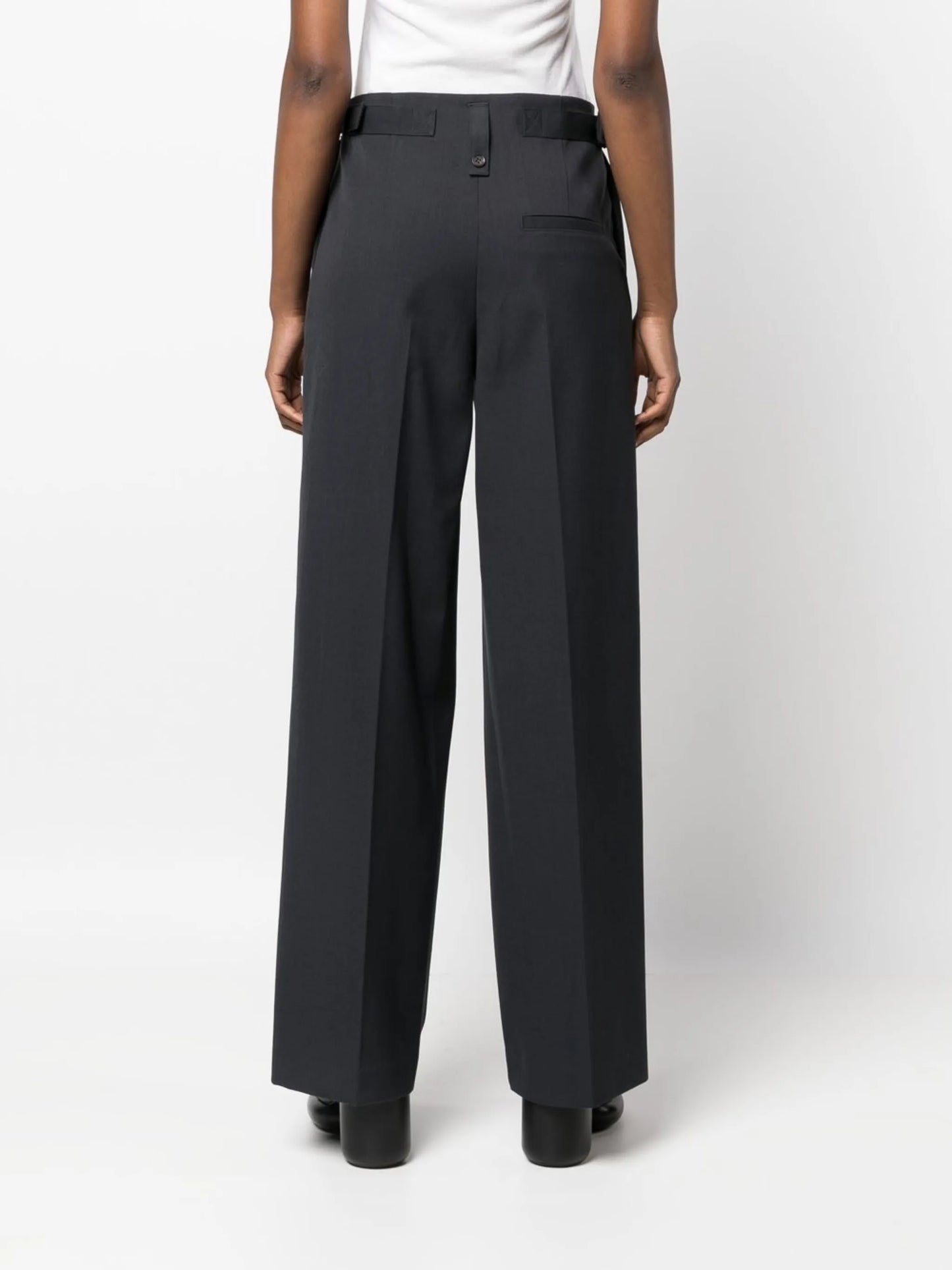 pleated high-waisted trousers