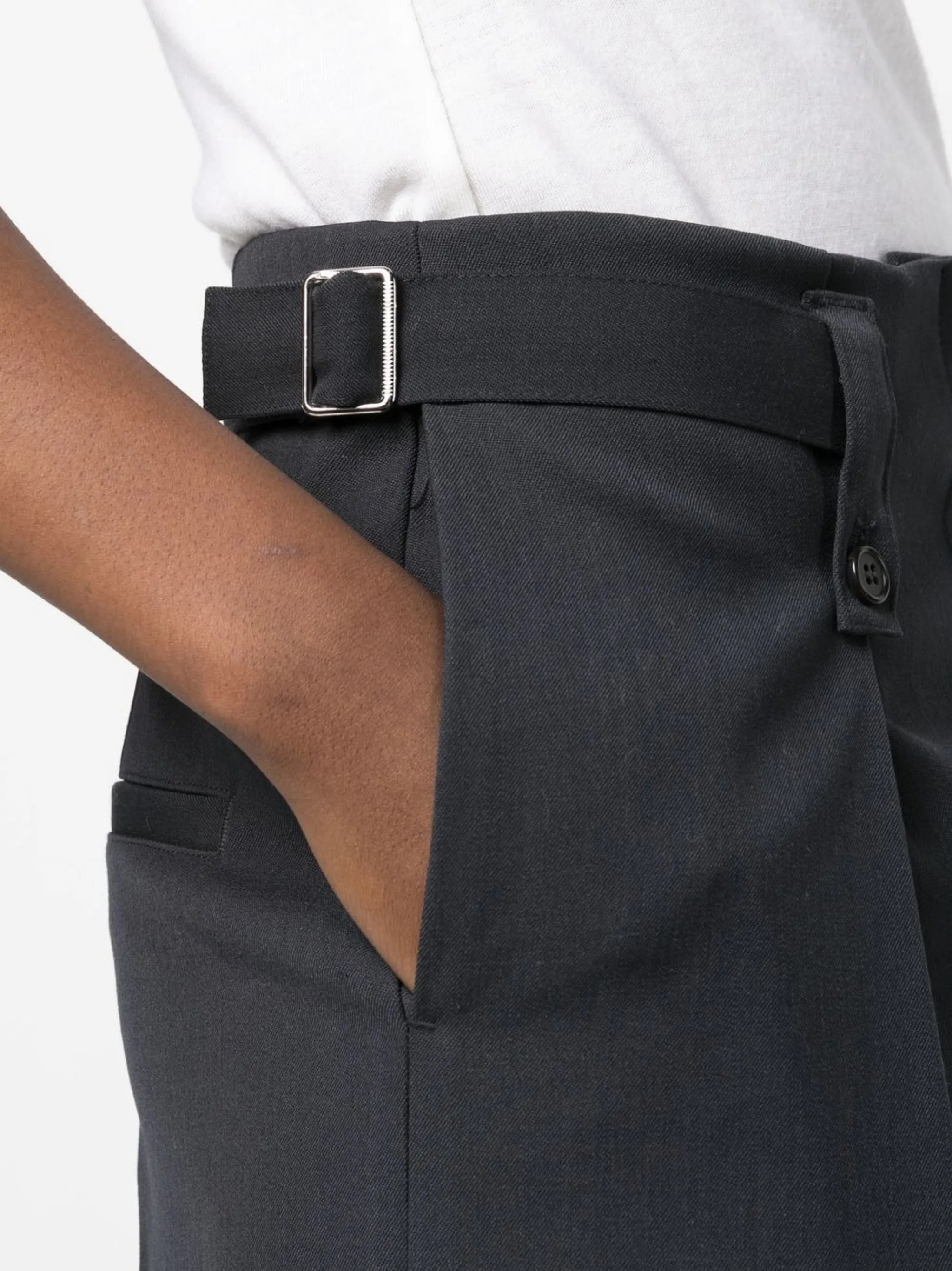 pleated high-waisted trousers