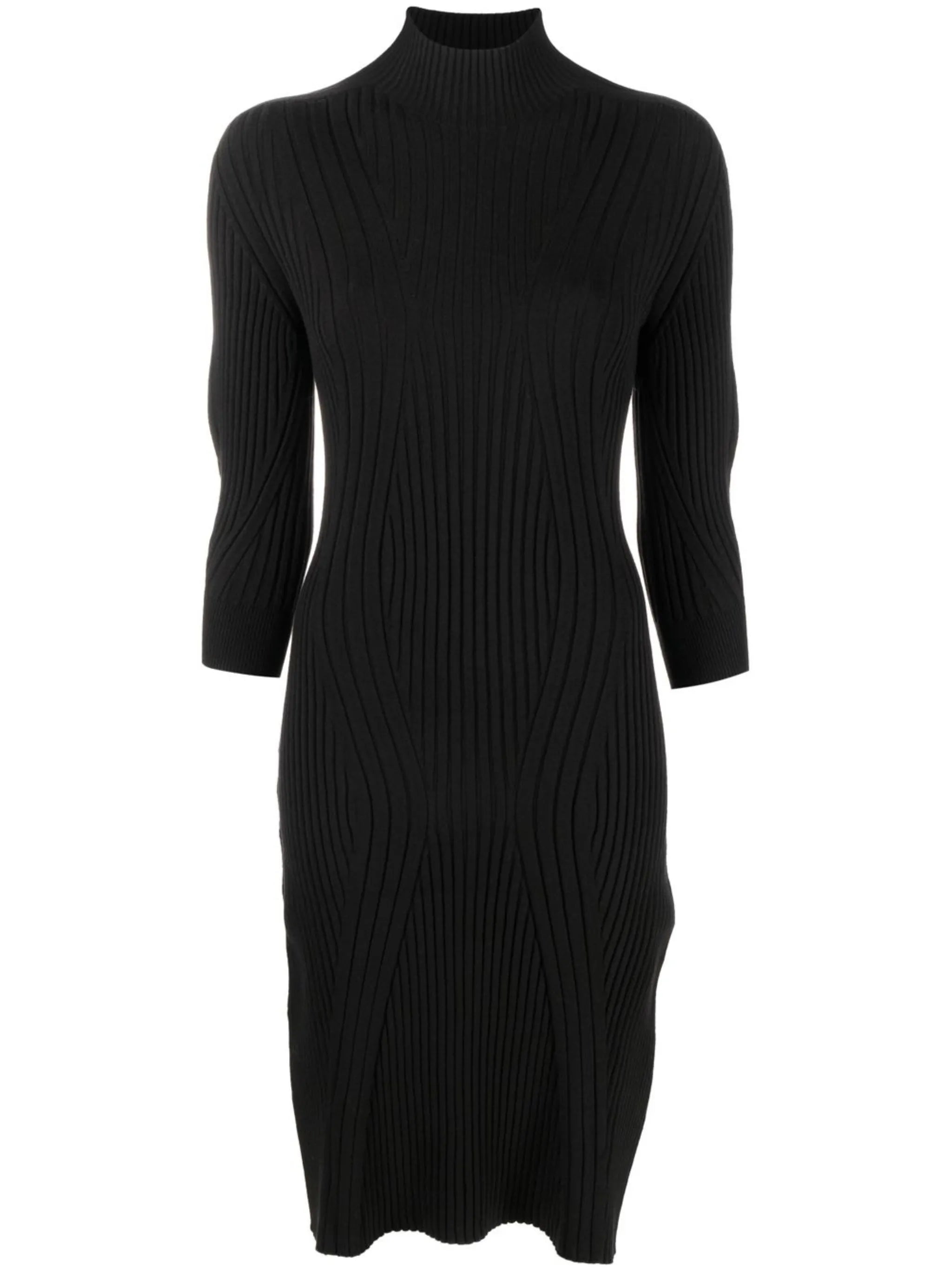 high-neck ribbed-knit dress