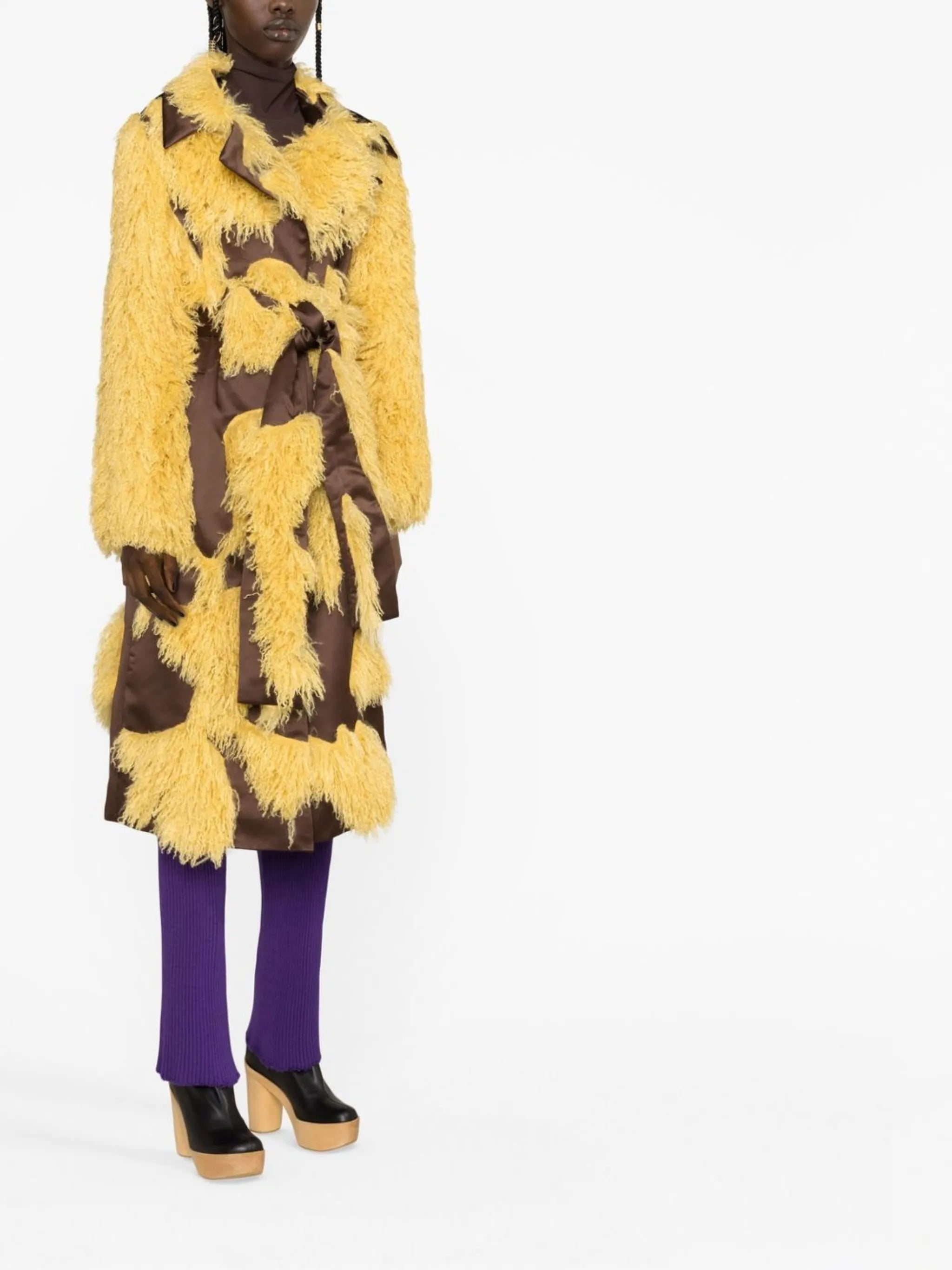 Petal faux-fur coat