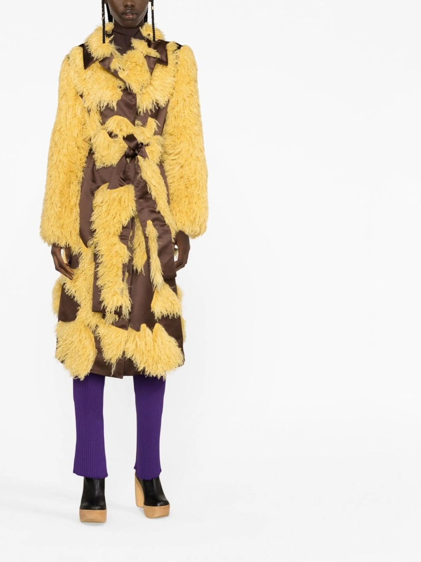 Petal faux-fur coat