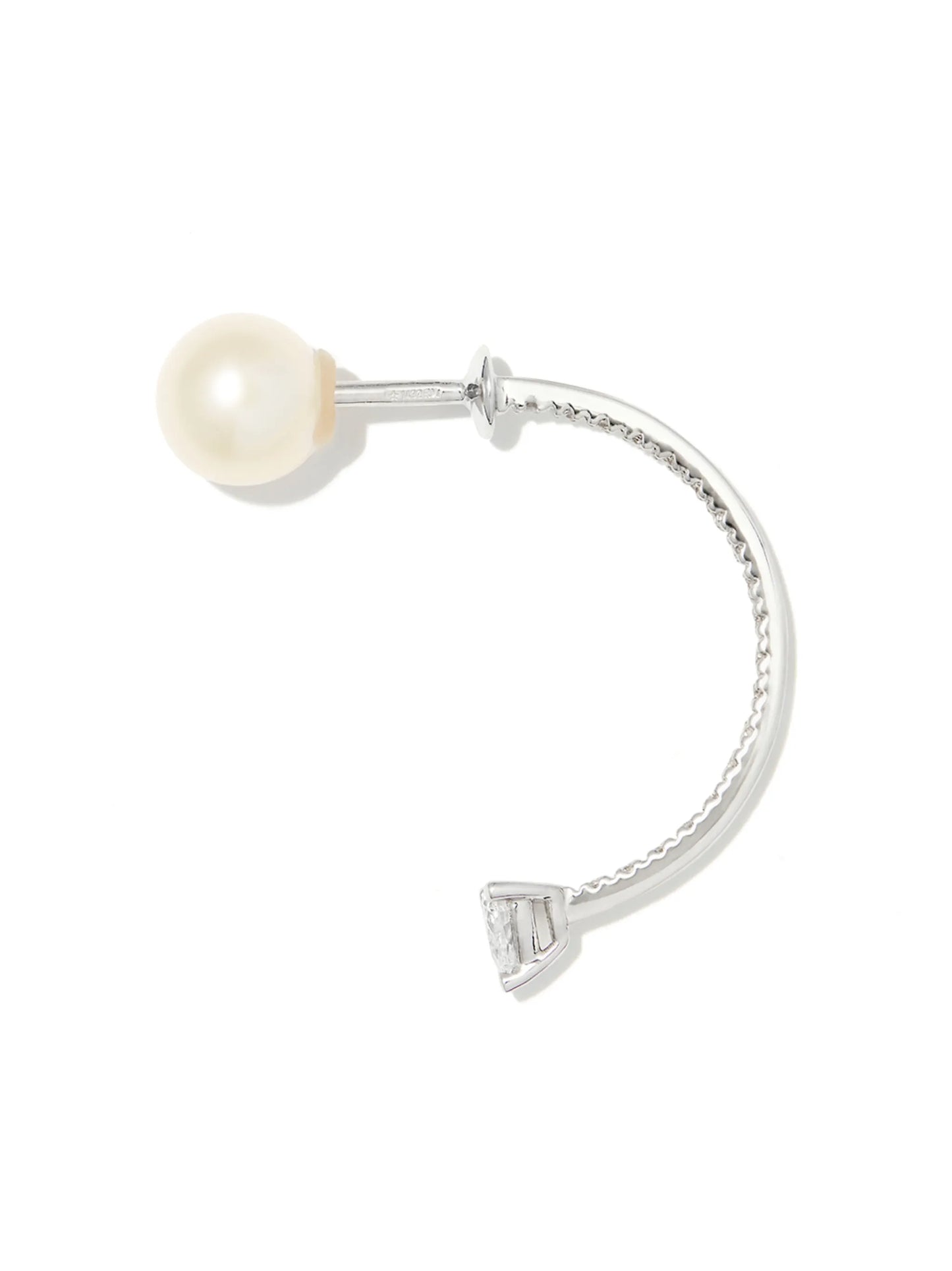 18kt white gold Dots pearl and diamond single earring