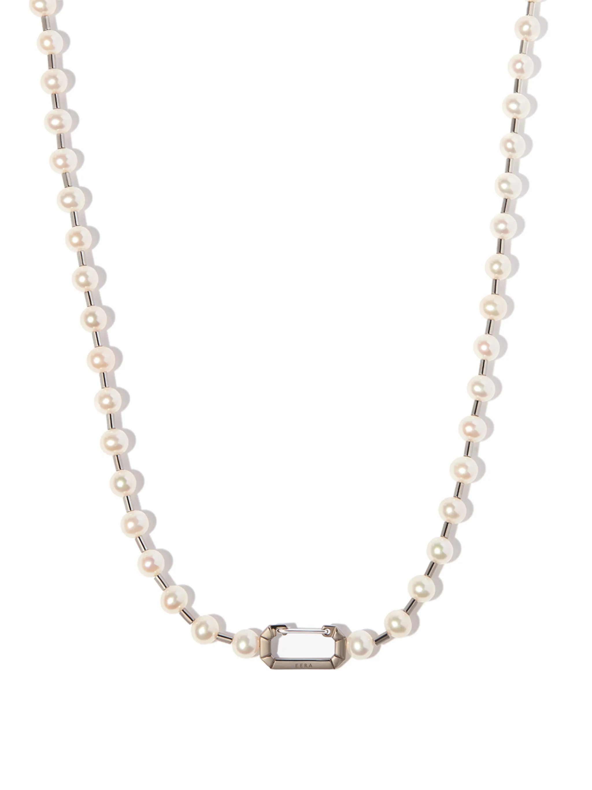 18kt white gold Tokyo pearl link necklace