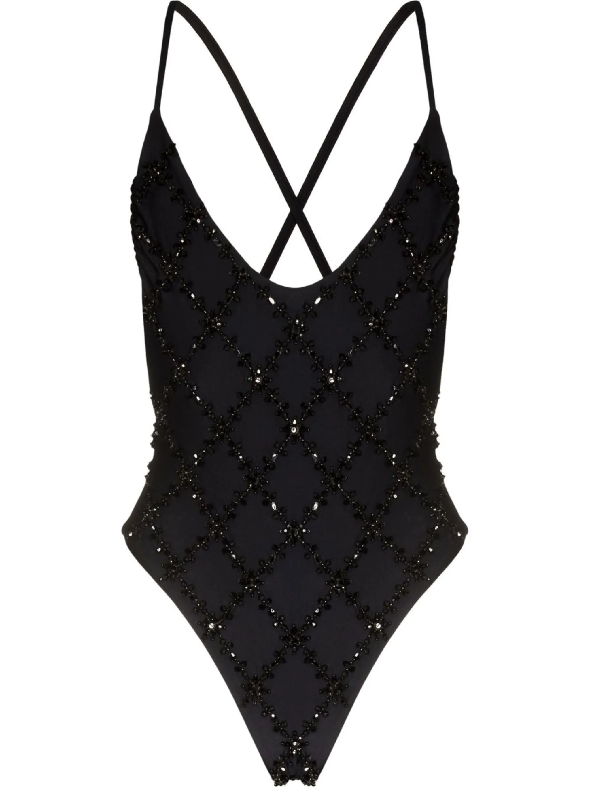 Ebony crystal-embellished swimsuit