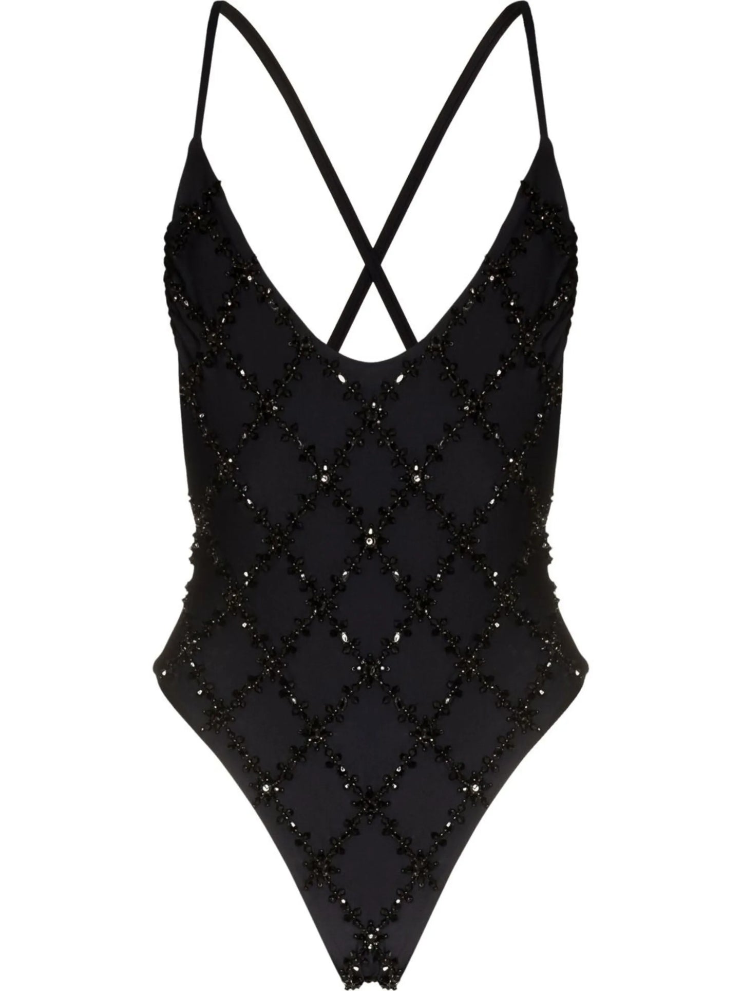 Ebony crystal-embellished swimsuit