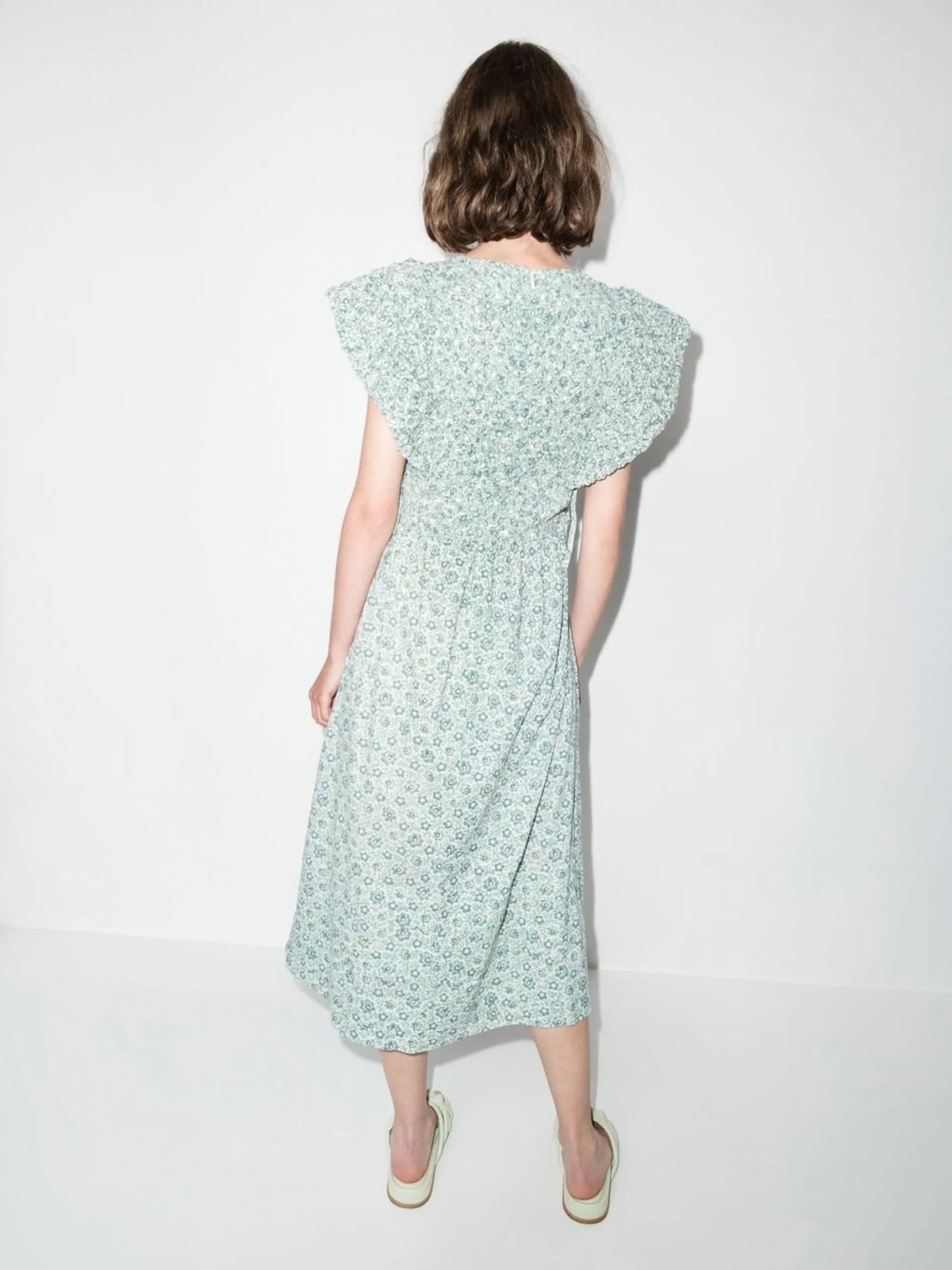 floral-print short-sleeved midi dress
