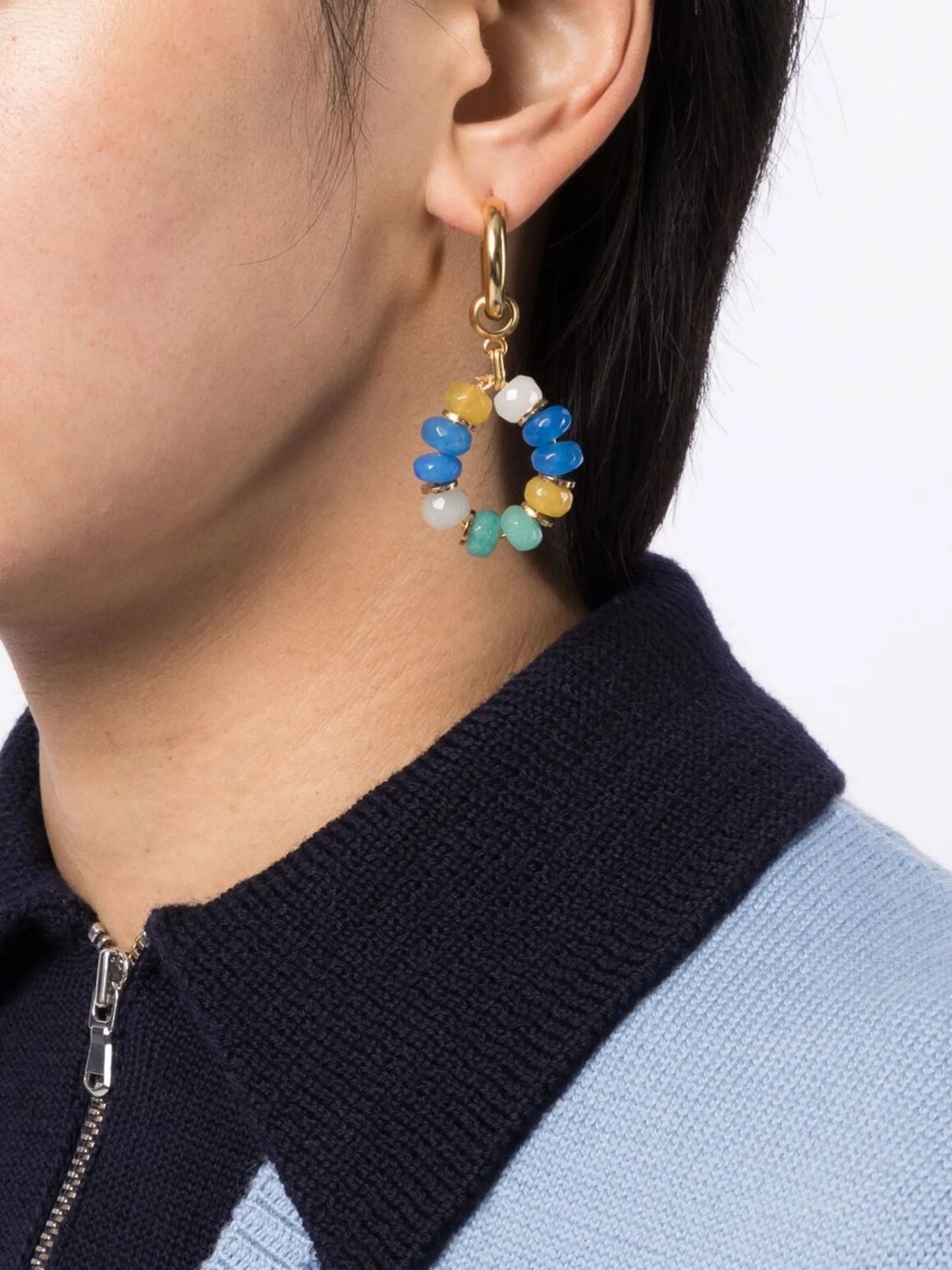 bead-detail hoop earring