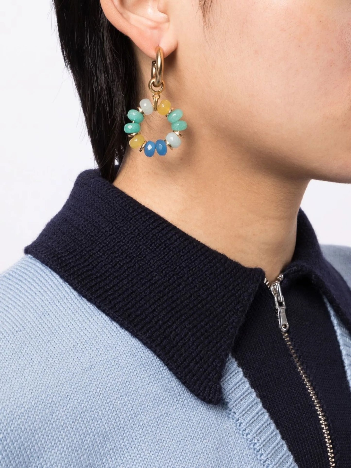 bead-detail hoop earring
