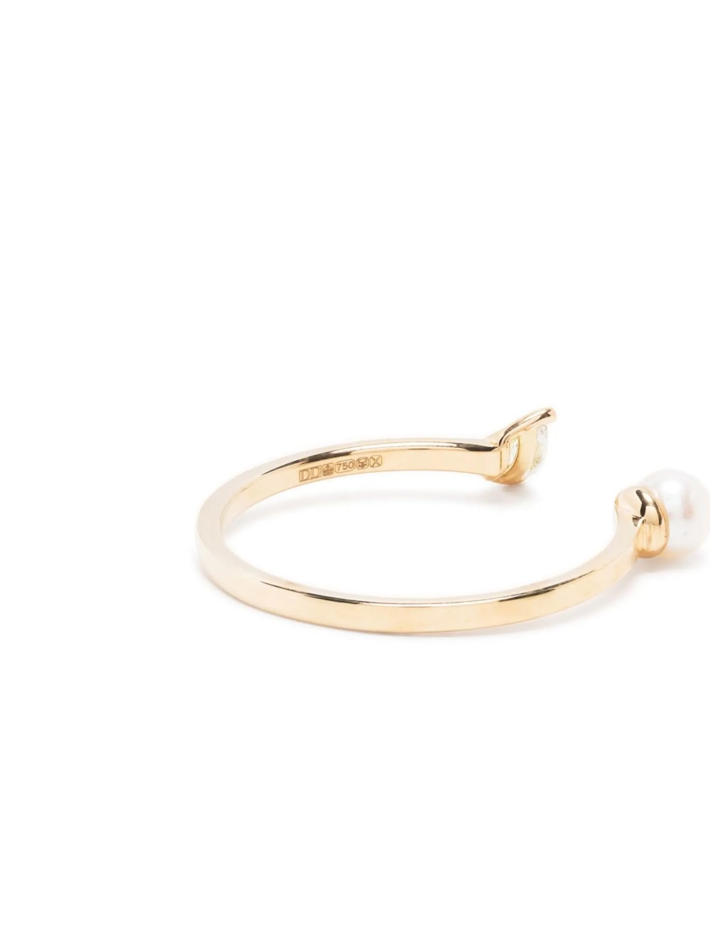 18kt yellow gold Dots pearl and diamond ring